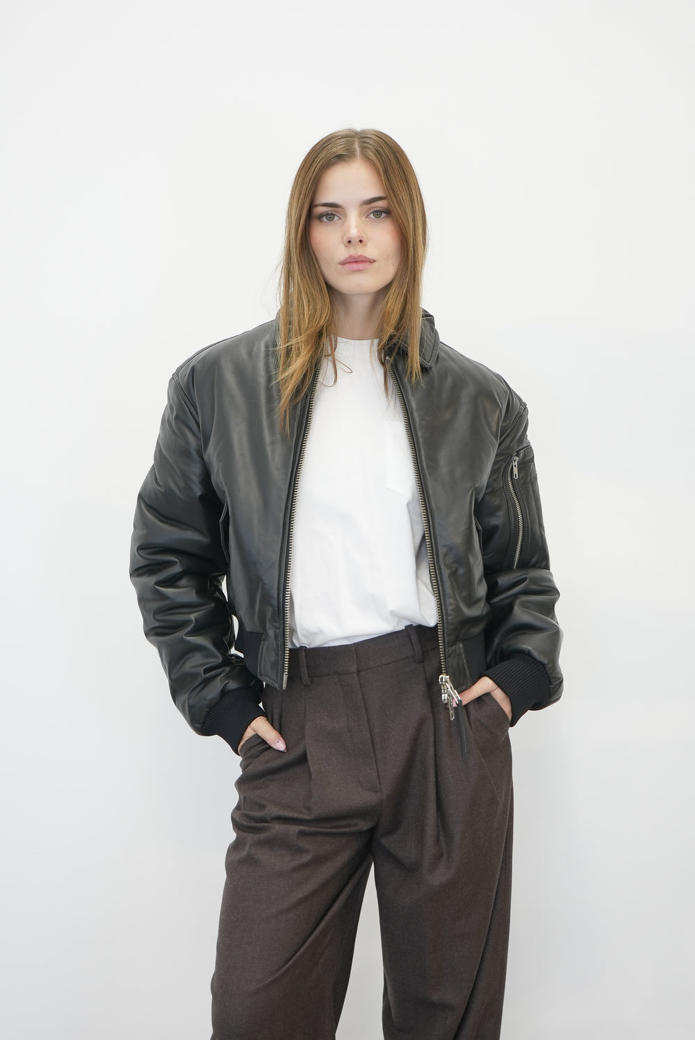 PAD LEATHER BOMBER