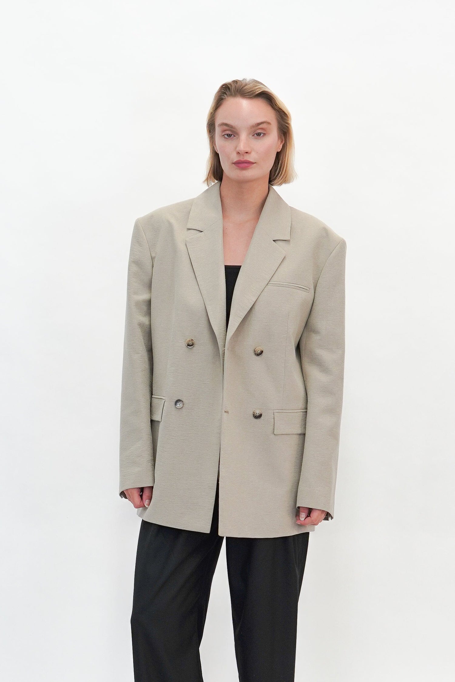 DIANTE BLAZER IN SAND GREY BLAZER NANUSHKA 