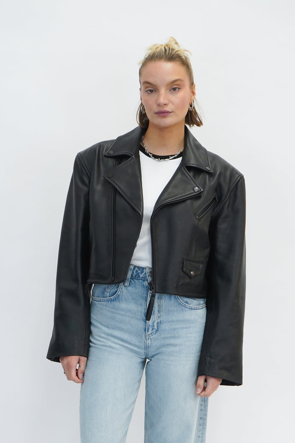 SIMONE JACKET BLACK RECYCLED LEATHER JACKET ANINE BING 