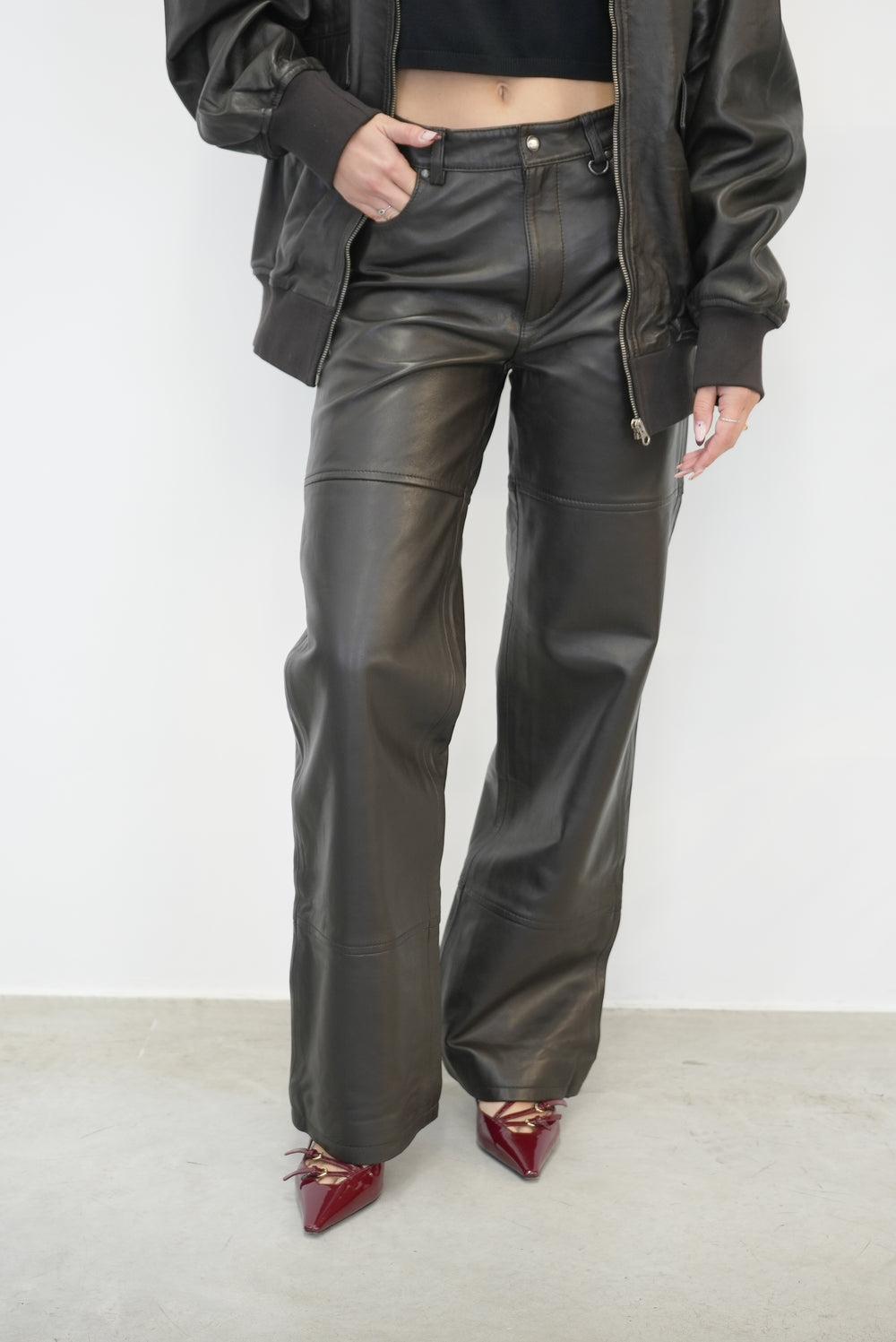 TIME LEATHER TROUSERS IN CHOCOLATE TORTE