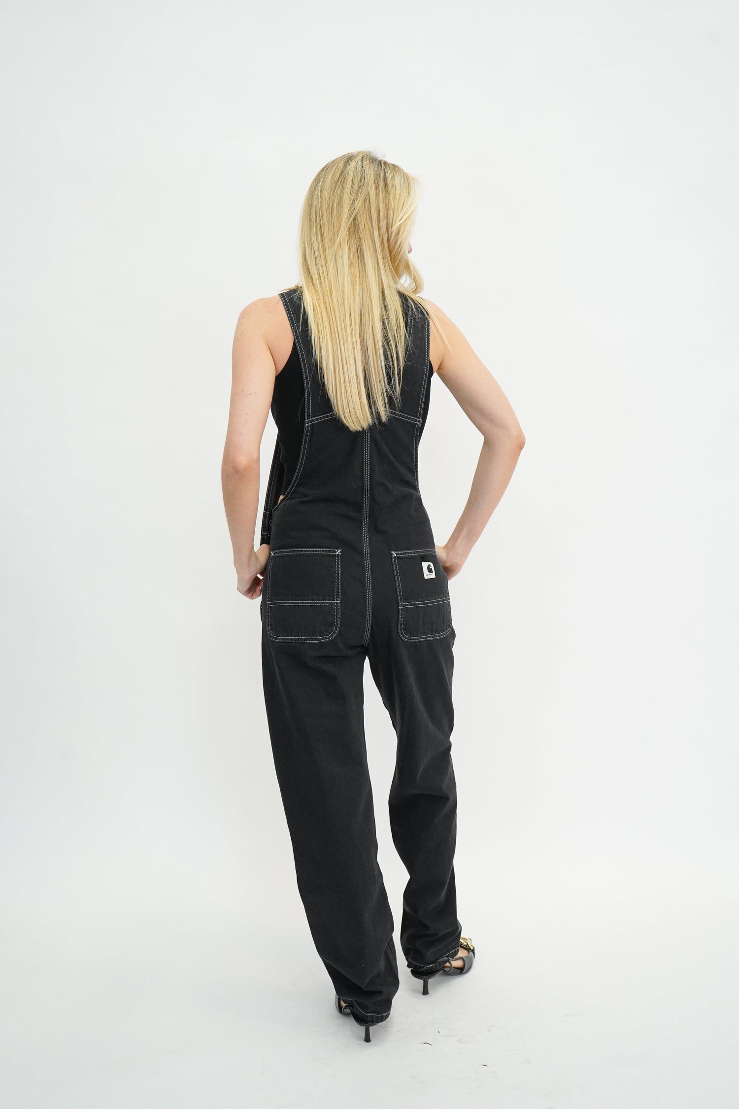 BIB OVERALL STRAIGHT IN BLACK STONE WASHED JUMPSUIT CARHARTT 