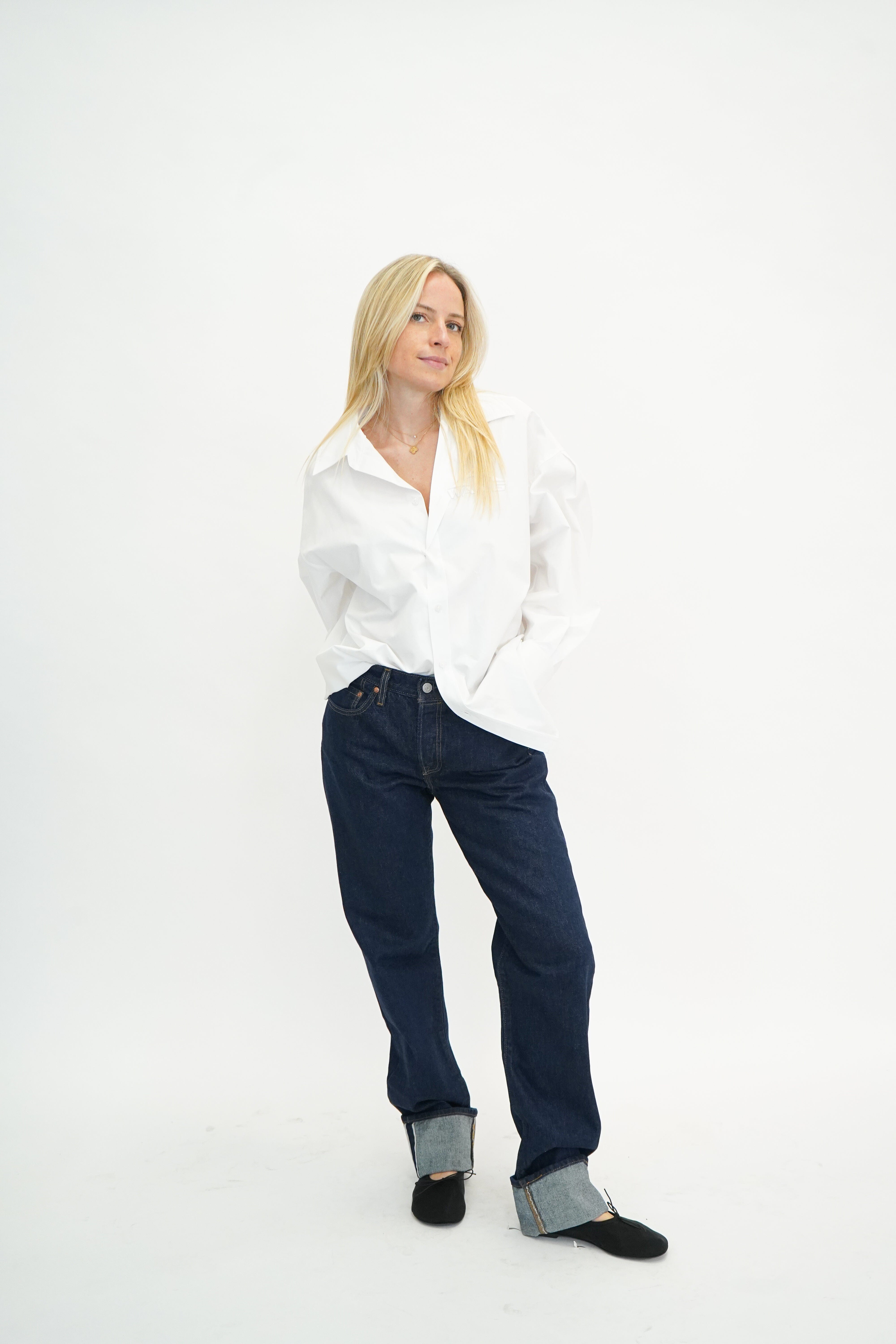 OVERSIZED SHIRT WITH LOGO IN WHITE – KURE