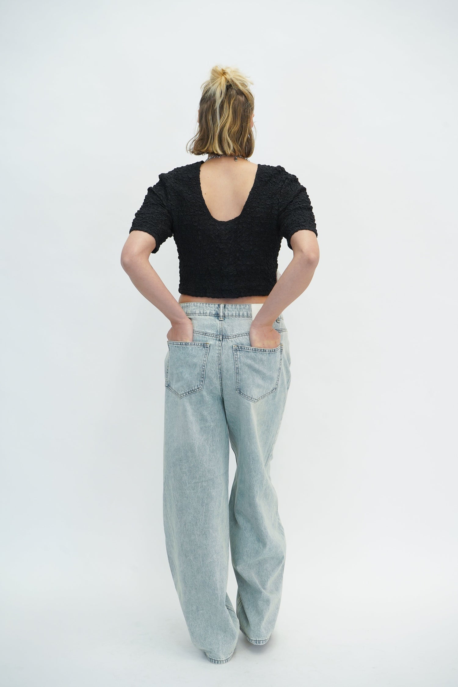 ONECK CROPPED SMOCK TOP TOP GANNI 