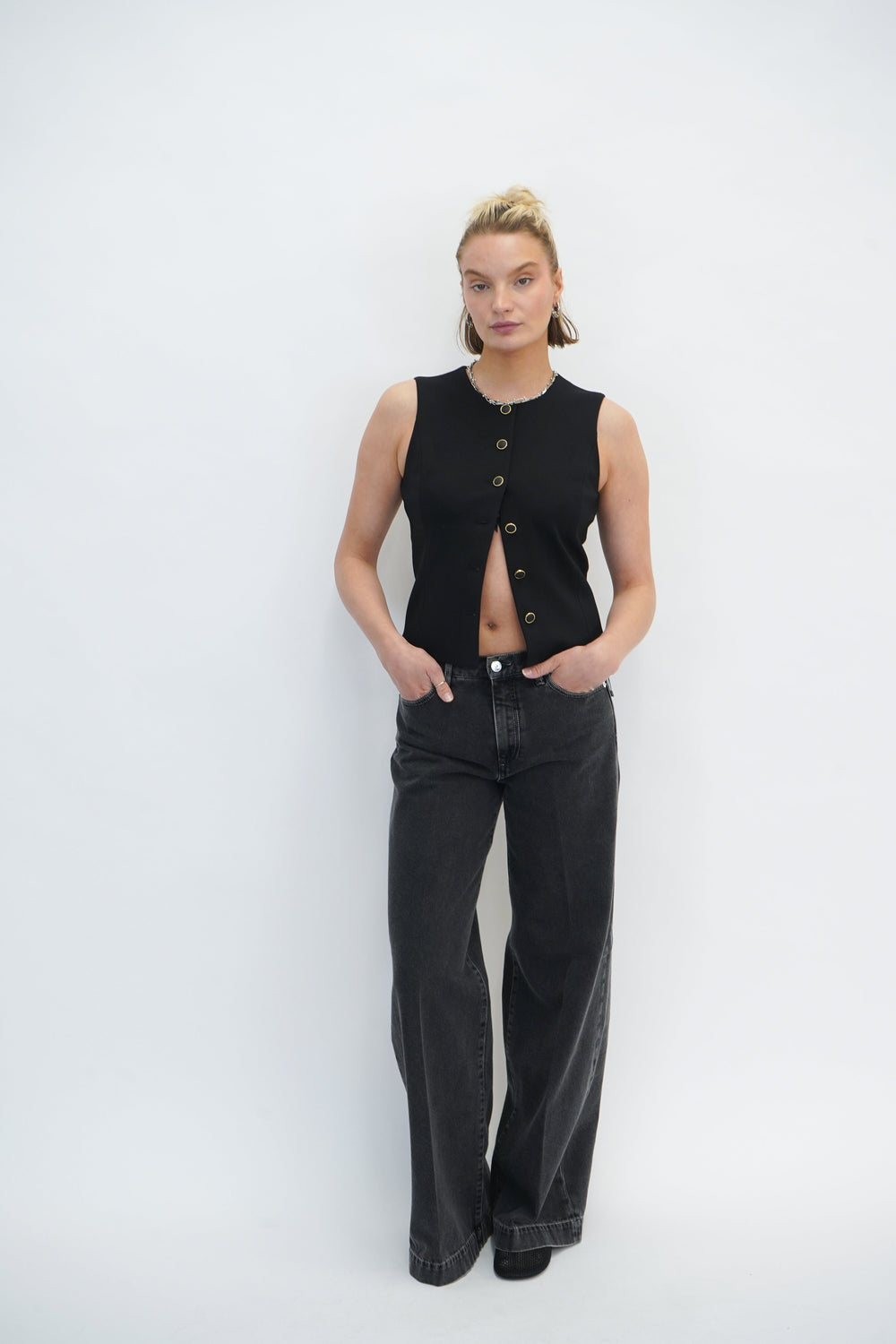 IRINA BUTTON UP VEST IN BLACK BLAZER RAG&BONE 