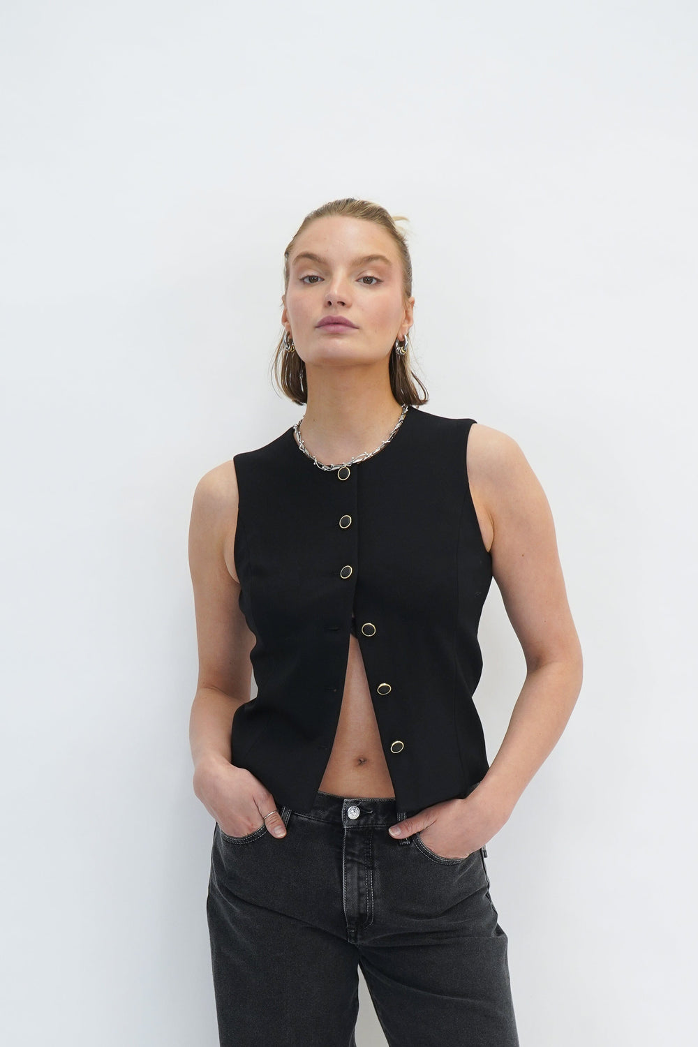 IRINA BUTTON UP VEST IN BLACK BLAZER RAG&BONE 