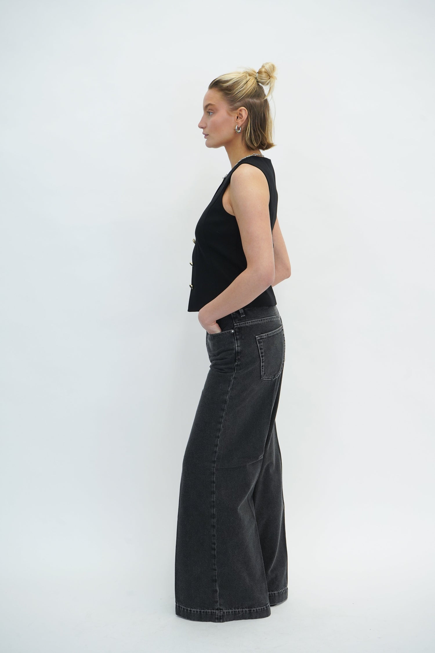 IRINA BUTTON UP VEST IN BLACK BLAZER RAG&BONE 