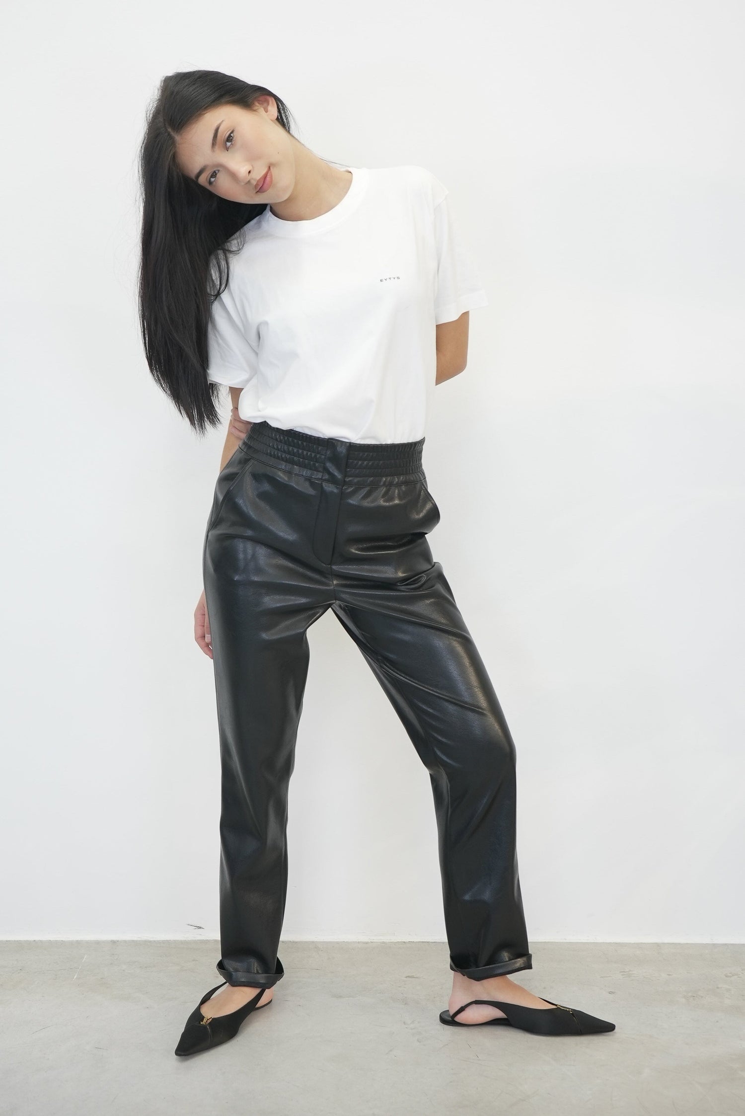 EDIE FAUX LEATHER BAGGY PANTS PANTS STAND STUDIO 