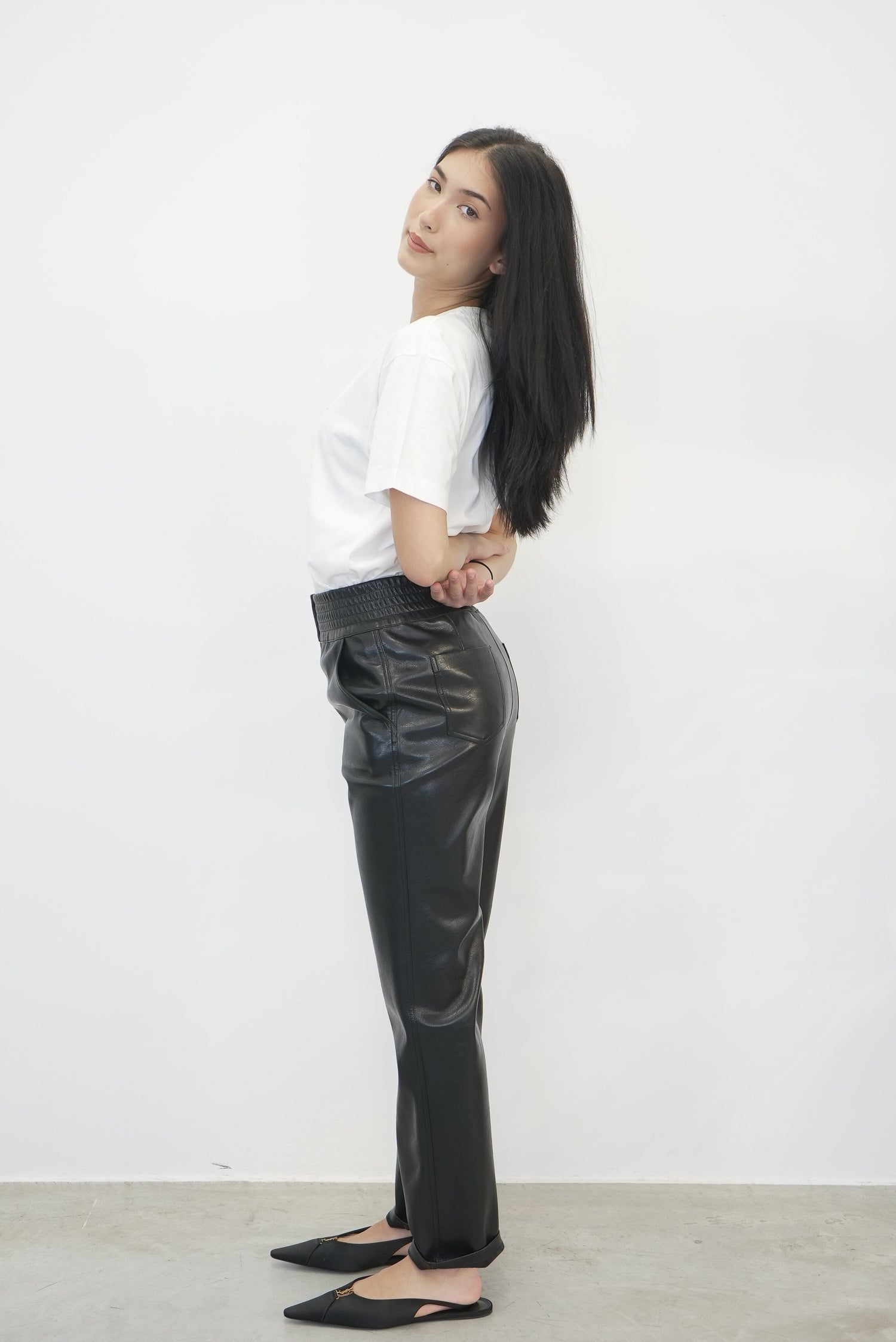 EDIE FAUX LEATHER BAGGY PANTS PANTS STAND STUDIO 