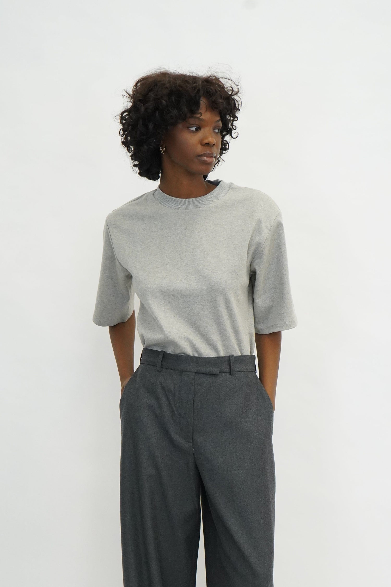 LANA TEE IN GREY MELANGE TEES OVAL SQAURE 