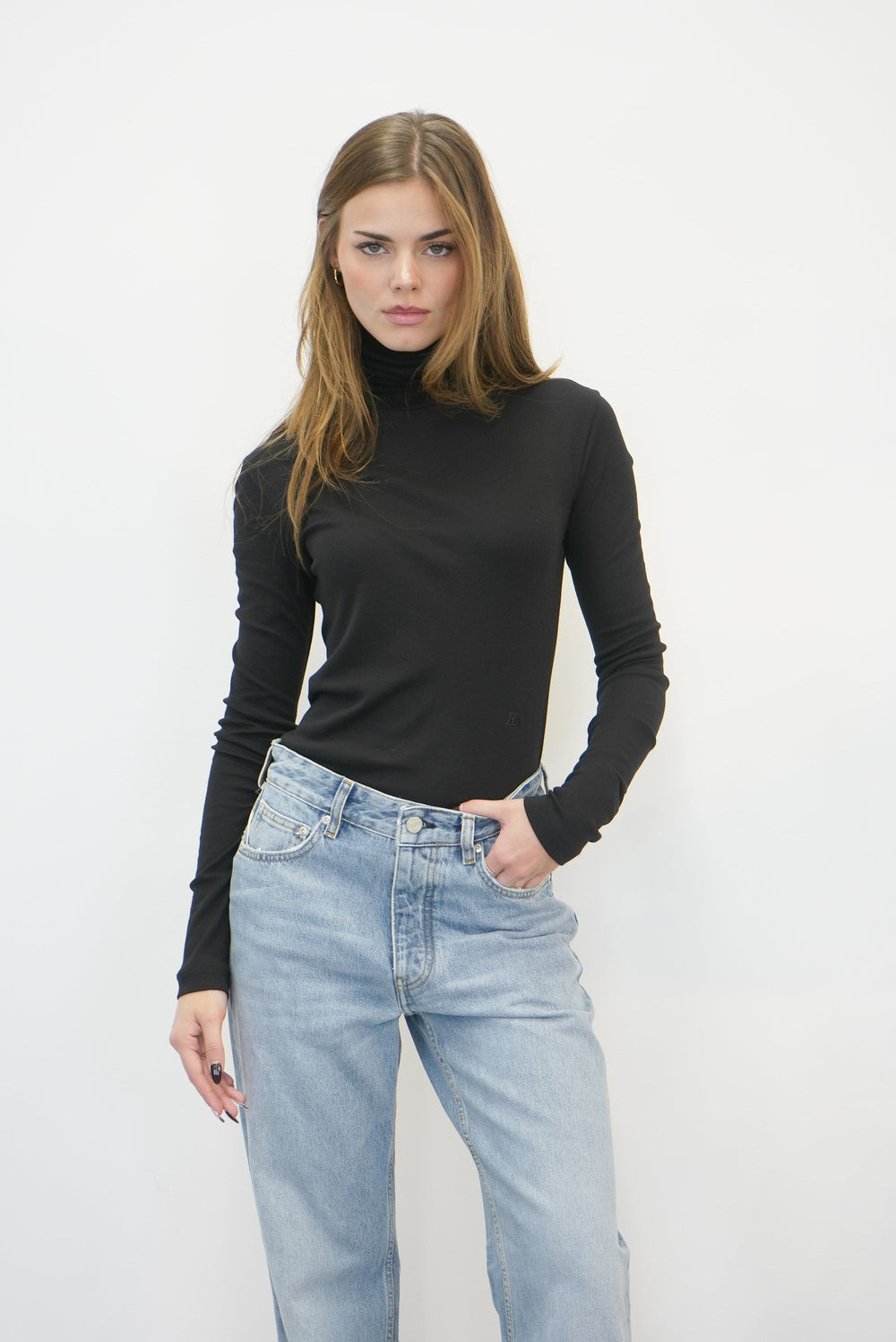 LONGSLEEVE TURTLENECK SOFT RIB IN BLACK KNIT HELMUT LANG 