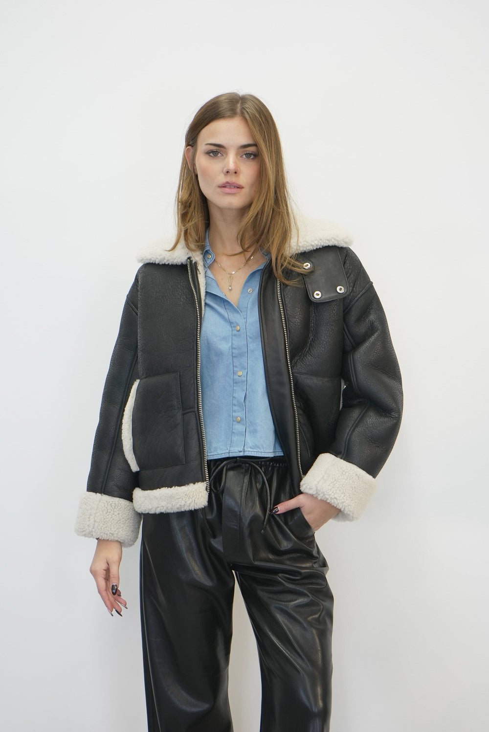 BRIELLA CROPPED LEATHER JACKET JACKET WON HUNDRED 