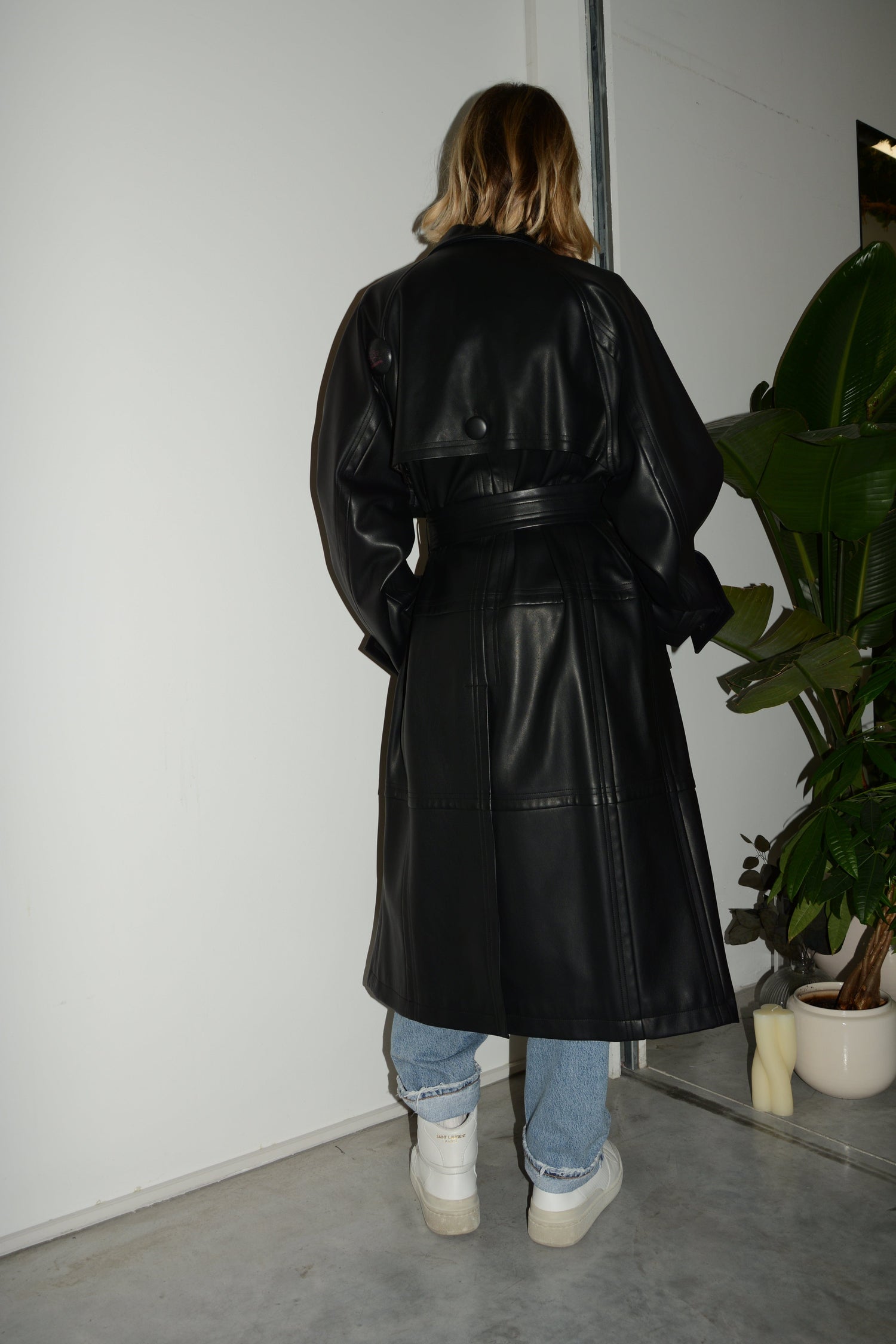 BETTY FAUX LEATHER TRENCH COAT COAT STAND STUDIO 