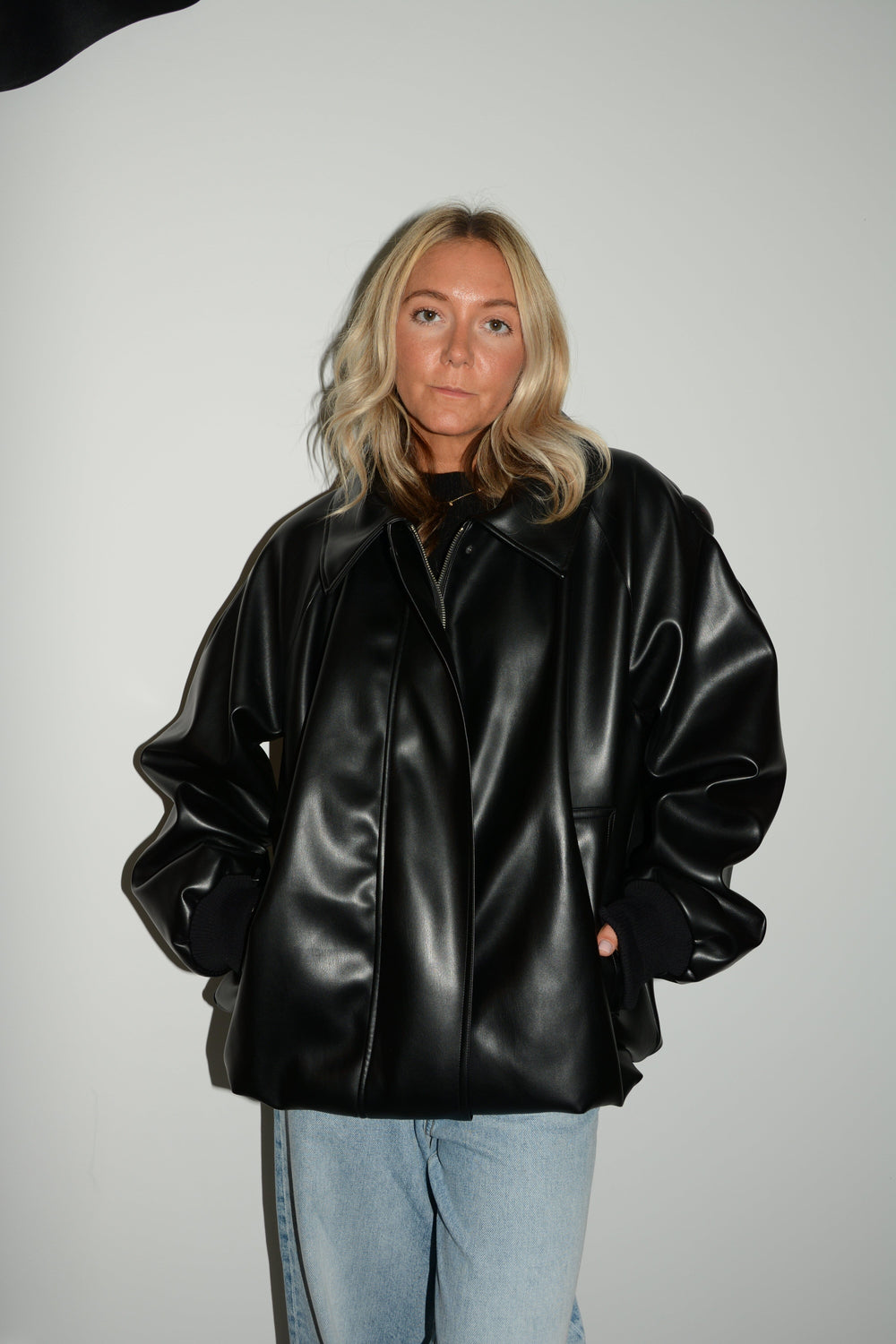 FAUX LEATHER BOMBER JACKET STUDIO CUT 