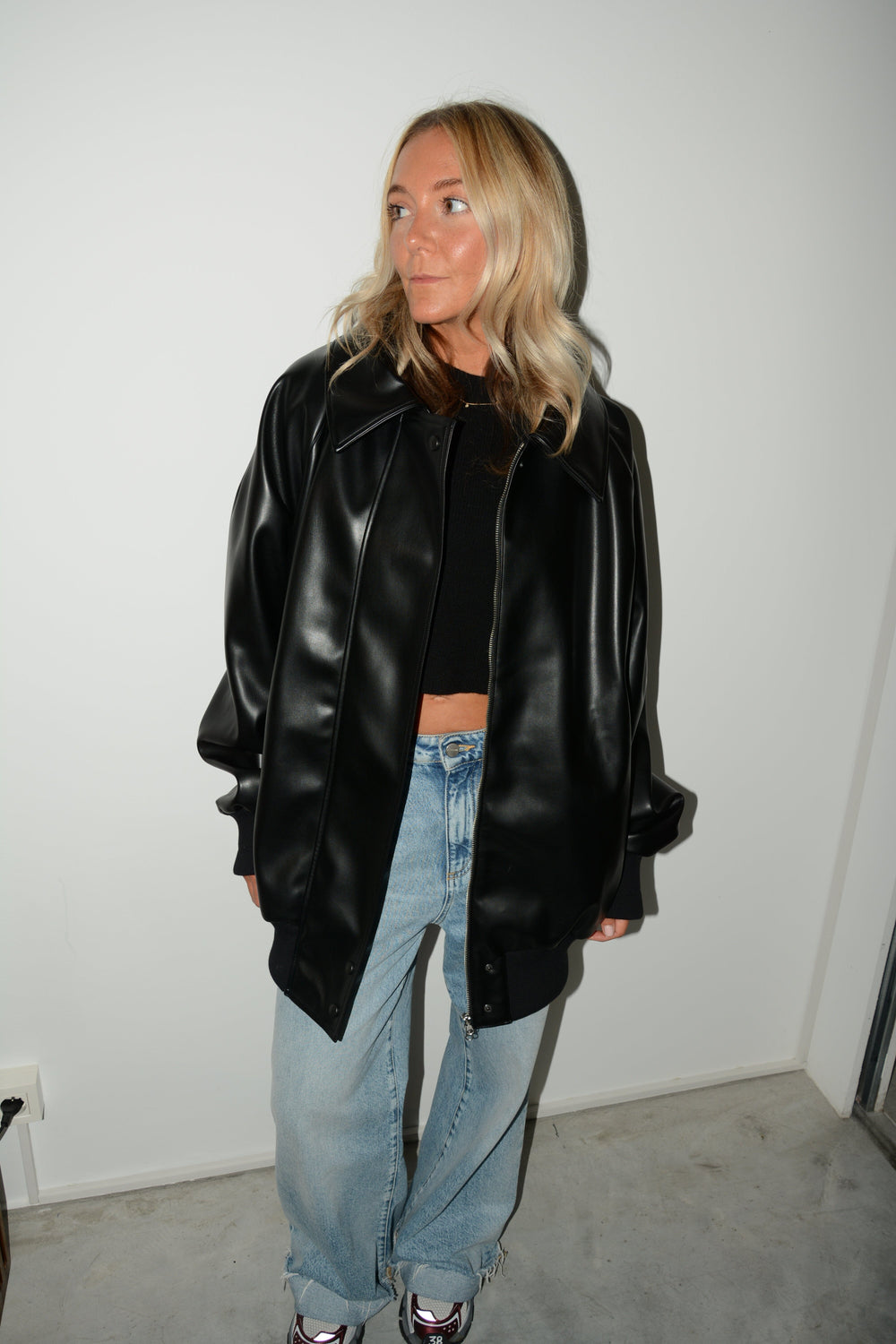 FAUX LEATHER BOMBER JACKET STUDIO CUT 