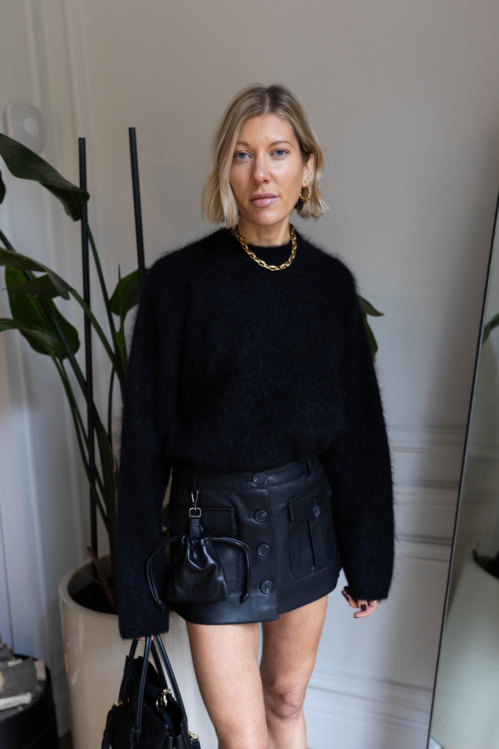 NATALIA BRUSHED SWEATER IN BLACK SWEATER LISA YANG 