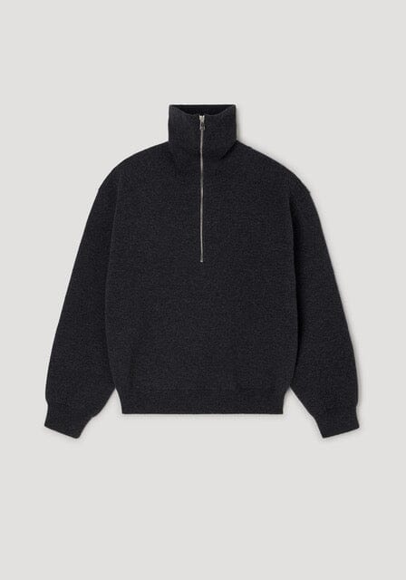 ROHE-TWO WAY ZIPPED TURTLENECK-CHARCOAL KNIT ROHE 