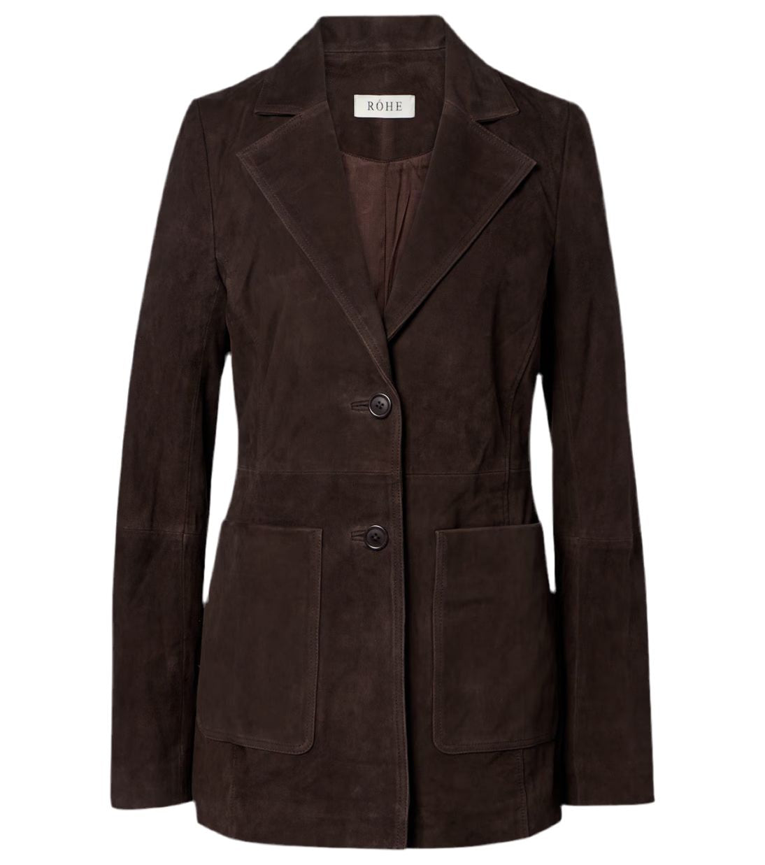 SUEDE CINCHED BLAZER IN DARK CHOCOLATE JACKET ROHE 