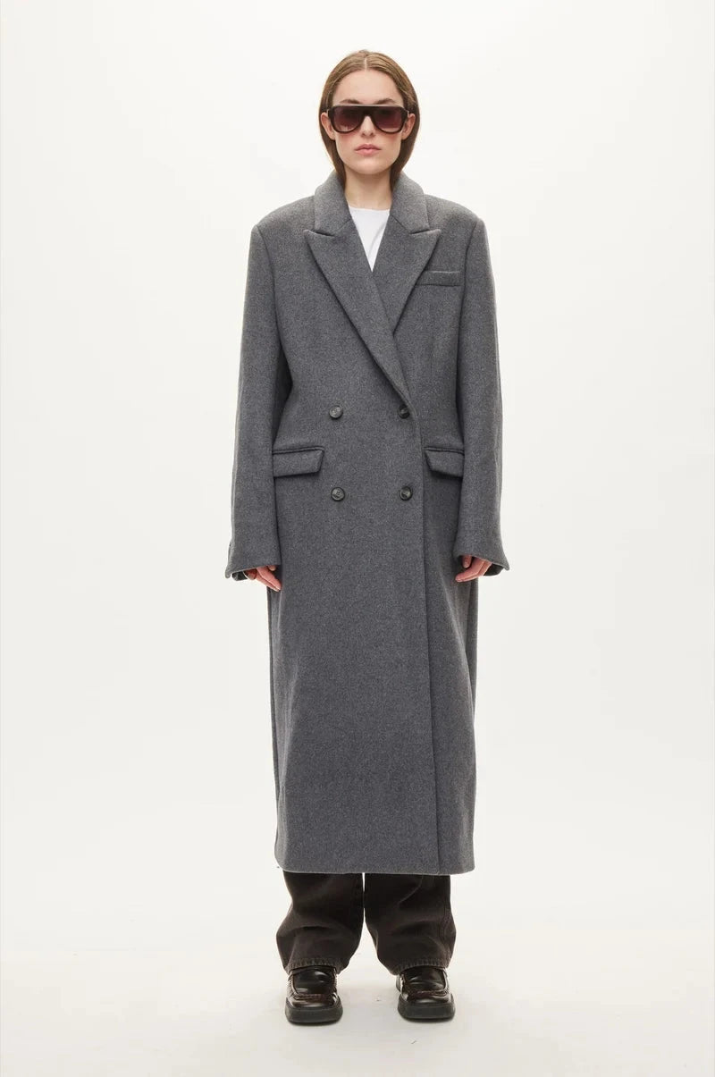 ELLIOT WOOL COAT IN DARK GREY MELANGE JACKETS OVAL SQUARE 