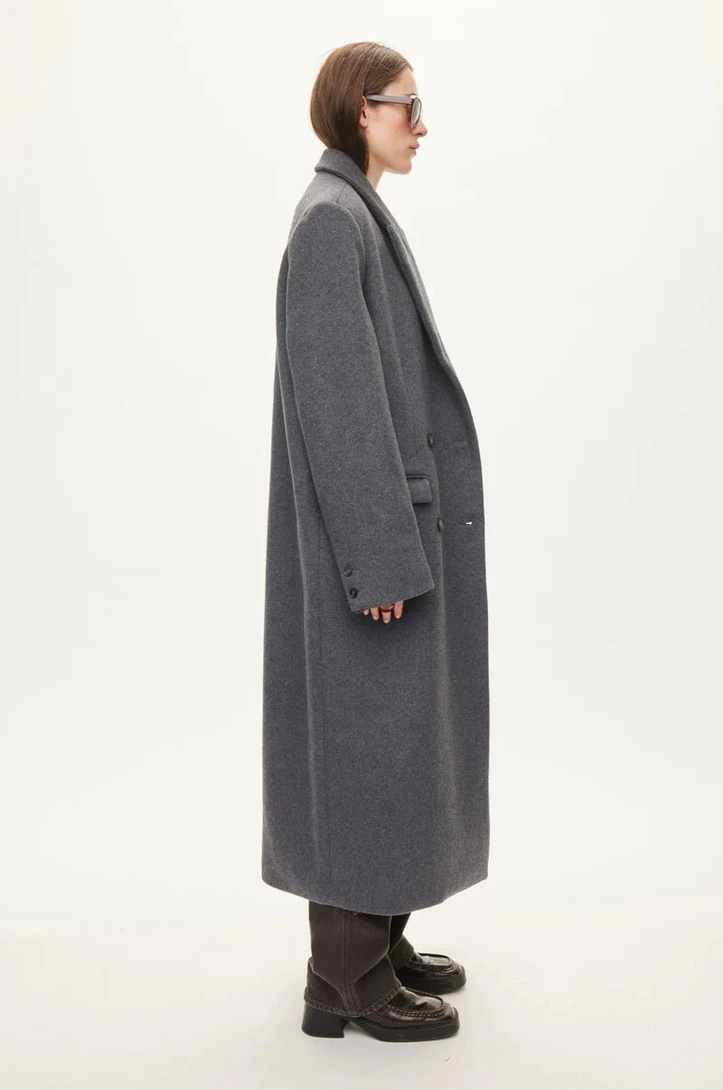 ELLIOT WOOL COAT IN DARK GREY MELANGE JACKETS OVAL SQUARE 
