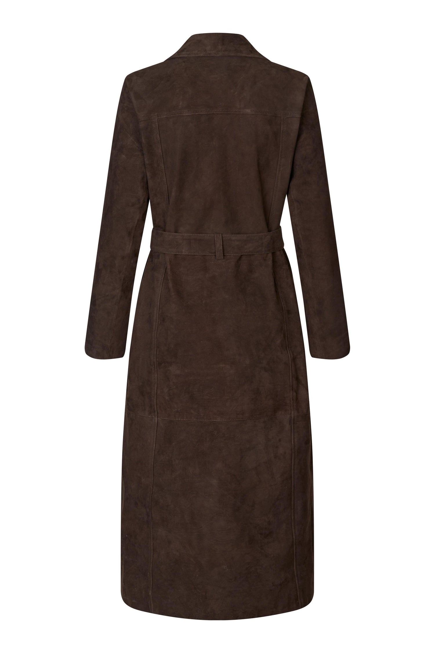 SPIRIT SUEDE COAT IN CHOCOLATE TORTE COAT OVAL SQUARE 