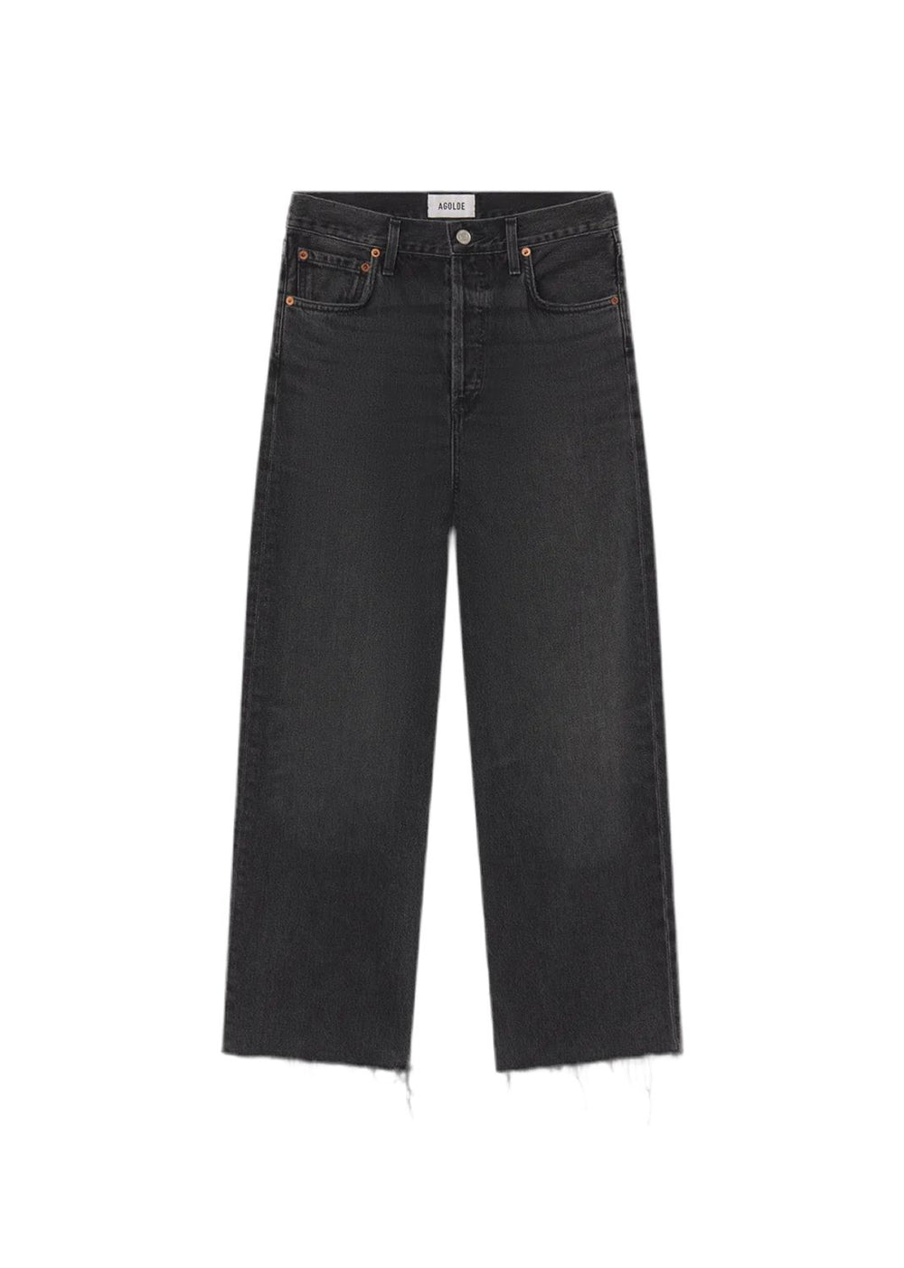 REN STRAIGHT AND CROP JEAN IN DARK GREY JEANS AGOLDE 