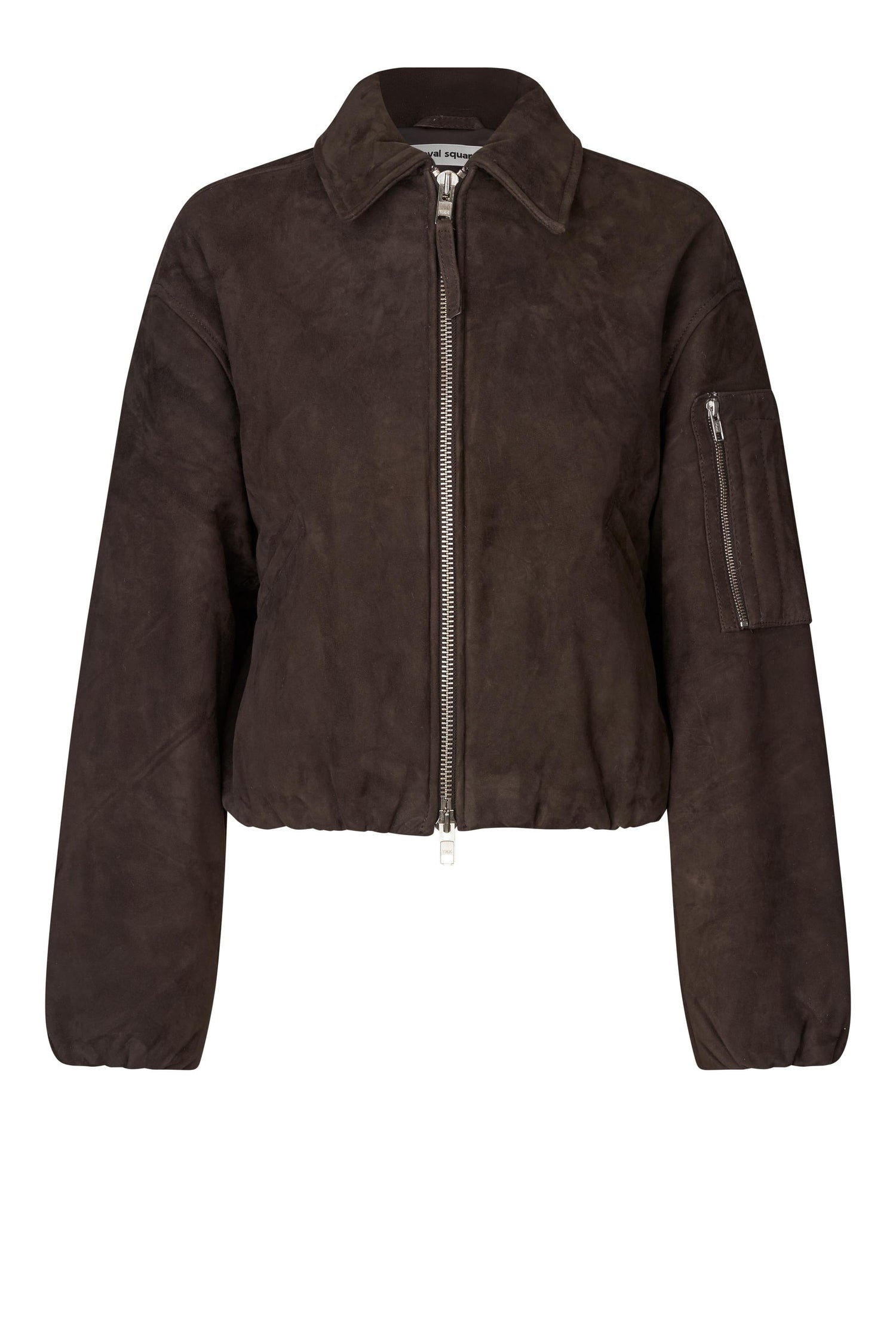 SPIRIT SUEDE BOMBER IN CHOCOLATE TORTE JACKET OVAL SQUARE 