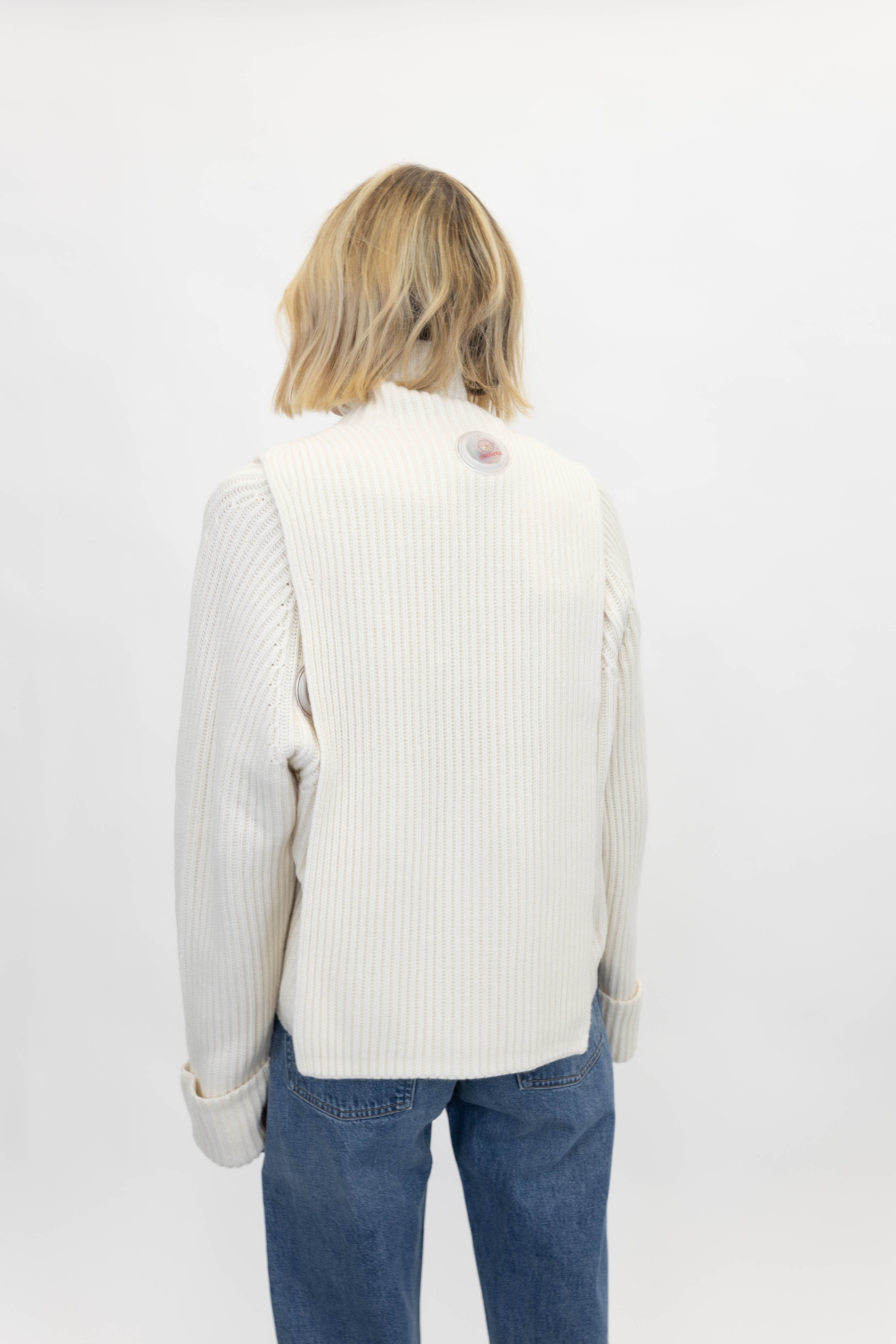 KAWSAR RIBBED BIB IN CREAM KNIT CHRISTIAN WIJNANTS 