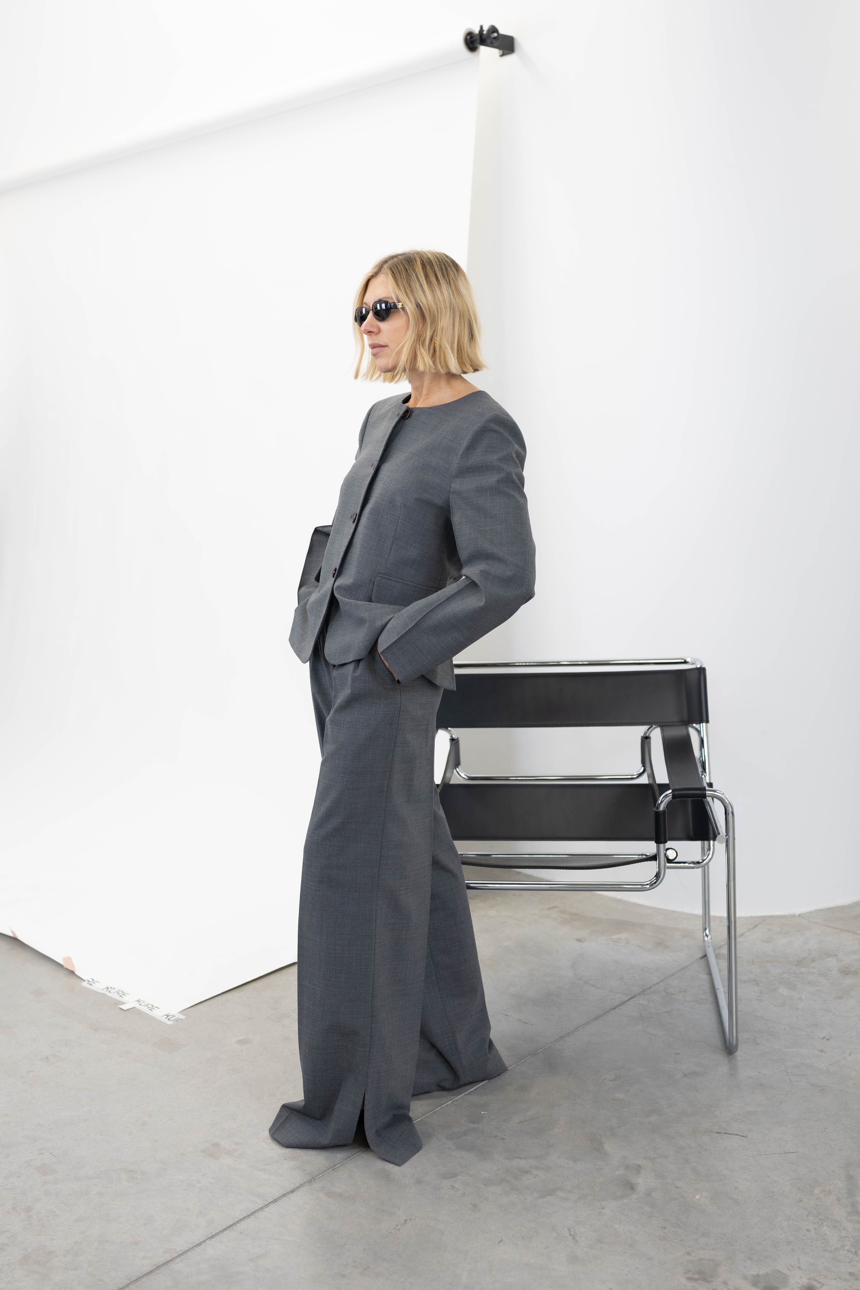 GRAND PANTS IN GREY MELANGE PANTS THE GARMENT 
