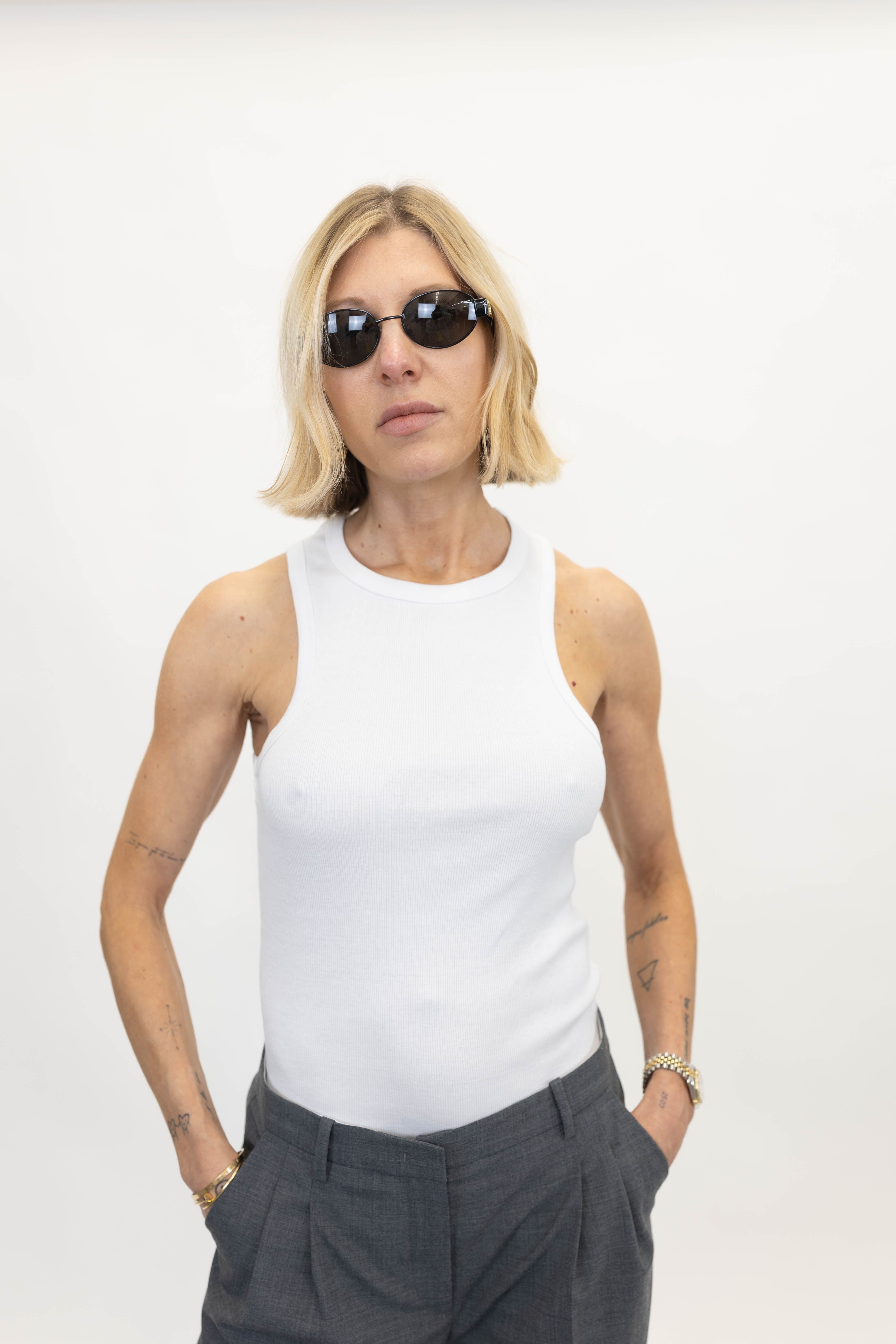 COTTON BLEND RIB TANK TOP TOP ROHE 