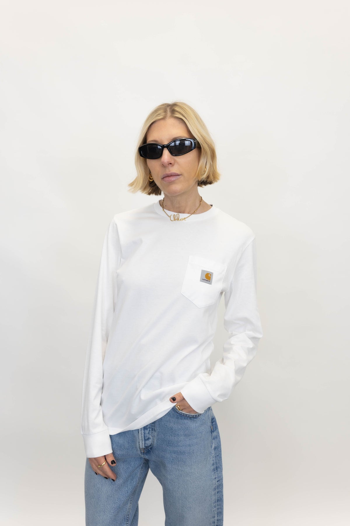 LONGSLEEVE POCKET T-SHIRT IN WHITE T-SHIRT CARHARTT 