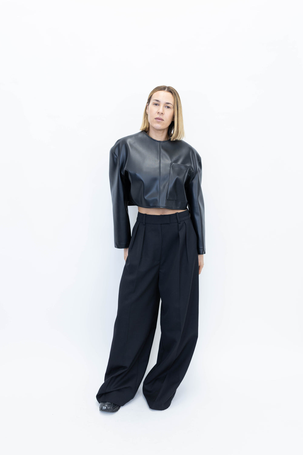 FAUX LEATHER TOP TOP STUDIO CUT 