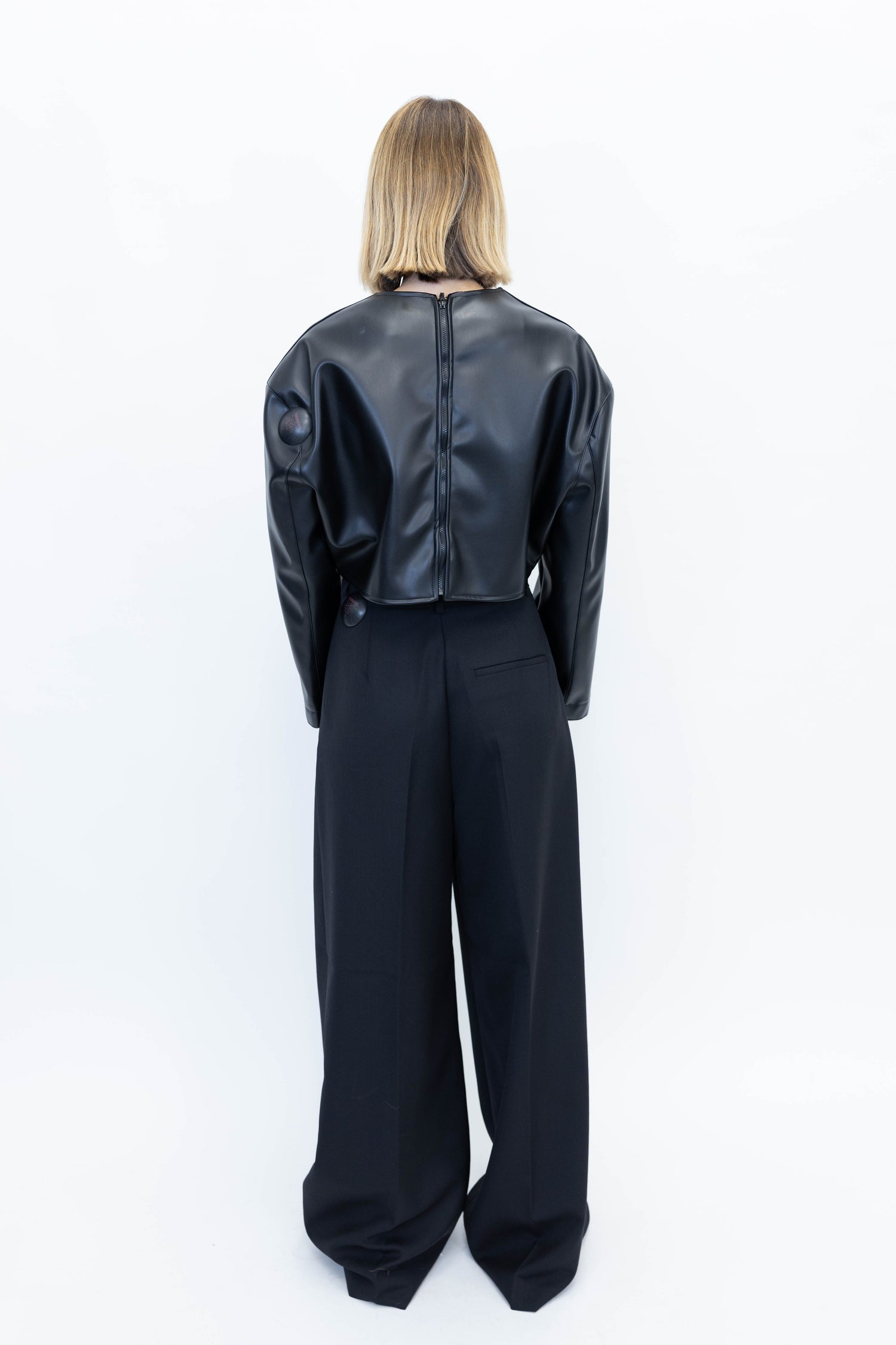 FAUX LEATHER TOP TOP STUDIO CUT 