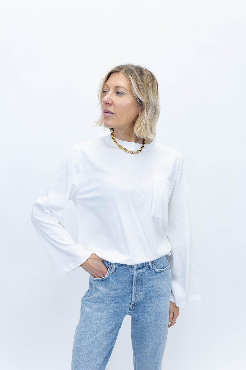 FAYEH LONG SLEEVES IN SOFT WHITE T-SHIRT BY MALENE BIRGER 