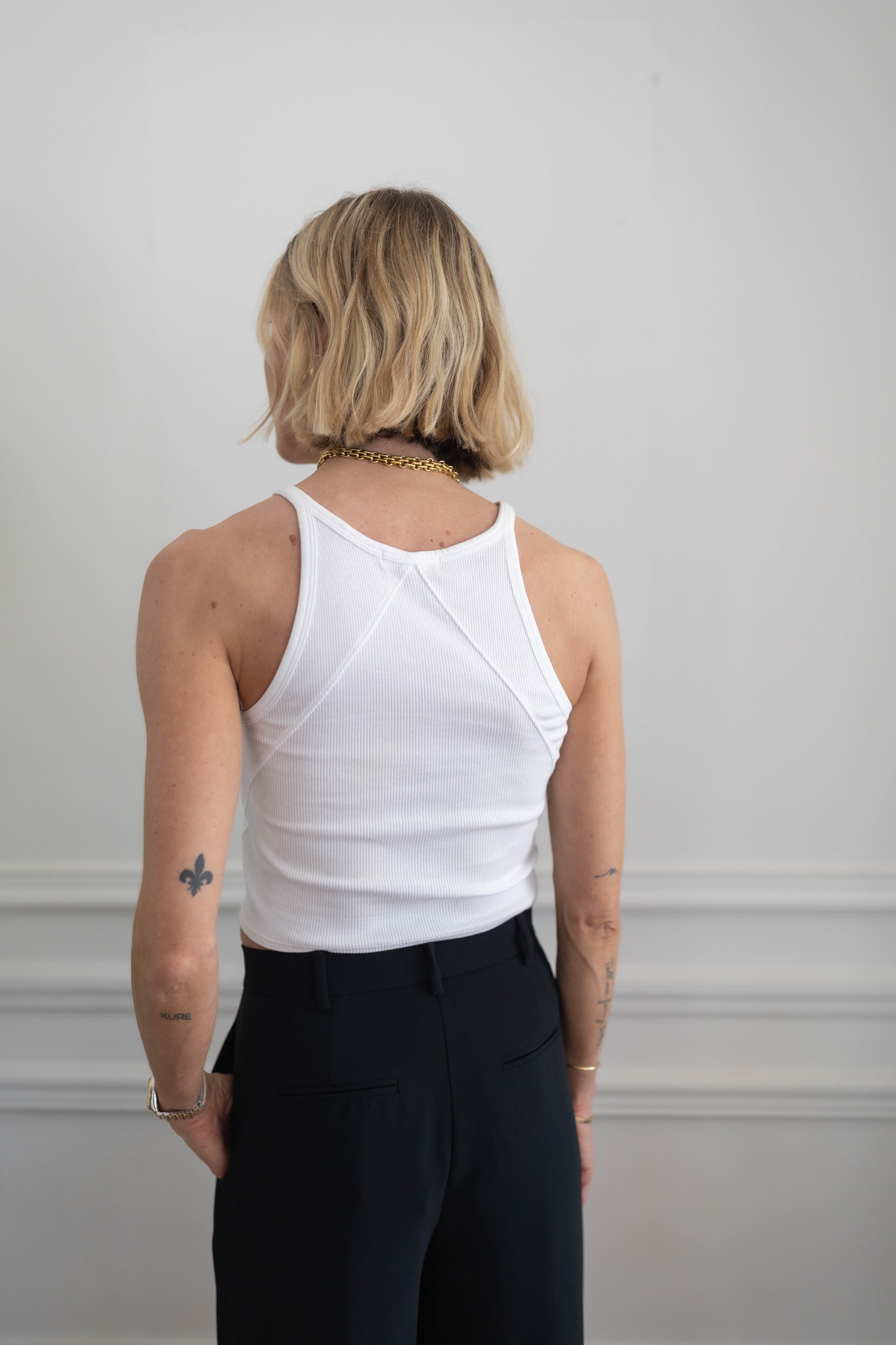 THE ESSENTIAL RIB STRING TANK IN WHITE TOP RAG&BONE 