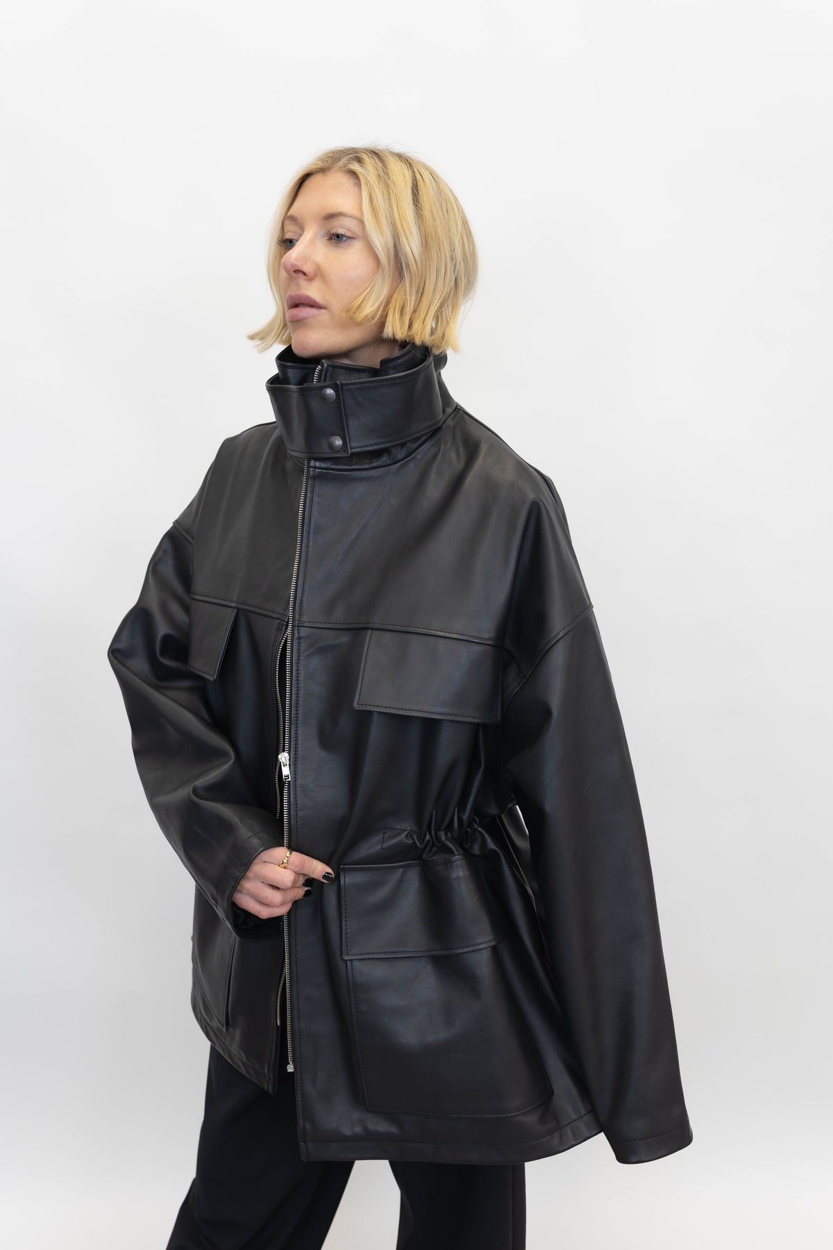 LEATHER PARKA JACKET JACKET STUDIO CUT 