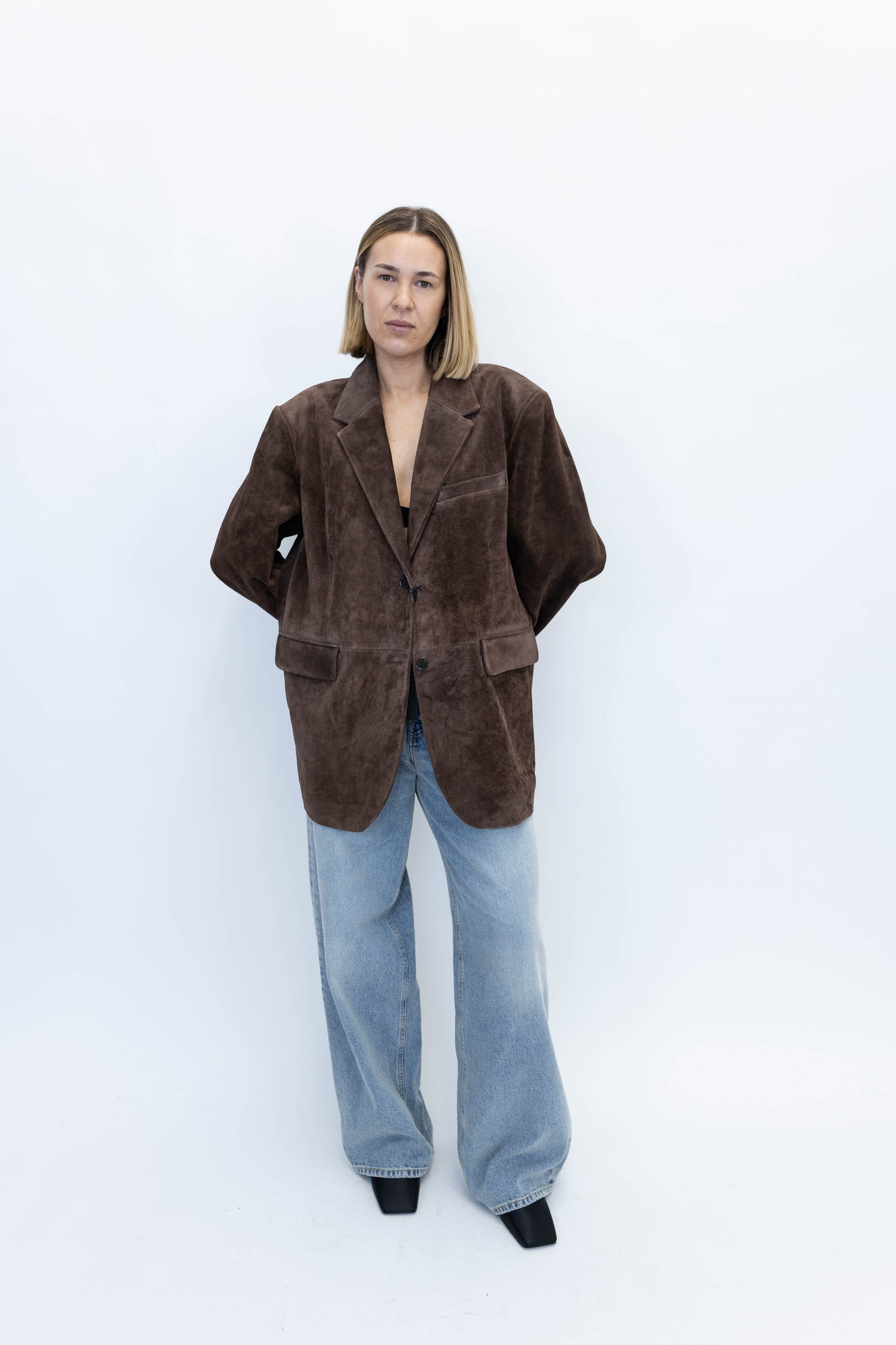 BENNY GRITTY SUEDE BLAZER IN DARK BROWN BLAZER ARMA 