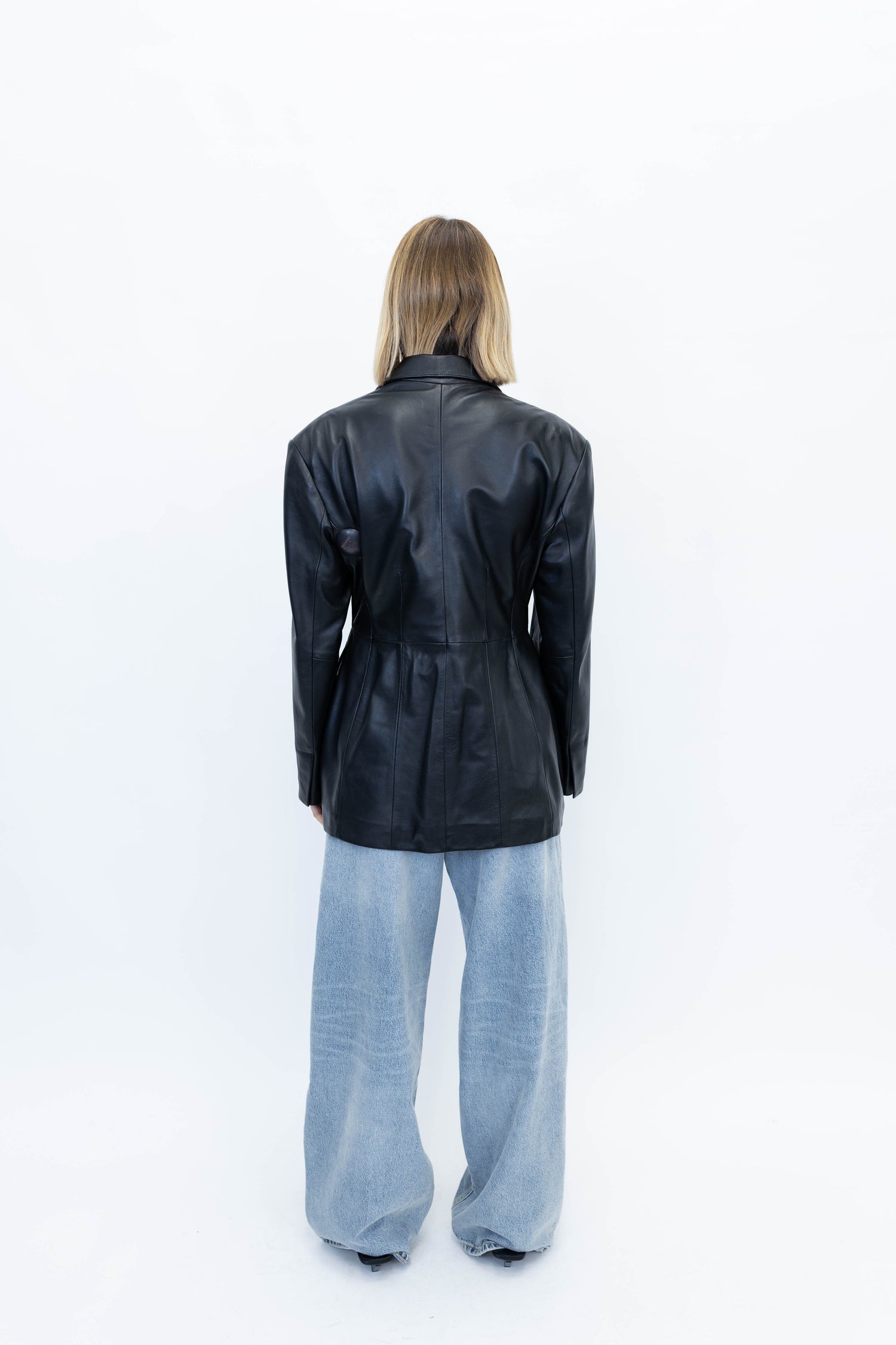 LYDIA LAMB LEATHER BLAZER BLACK BLAZER ARMA 