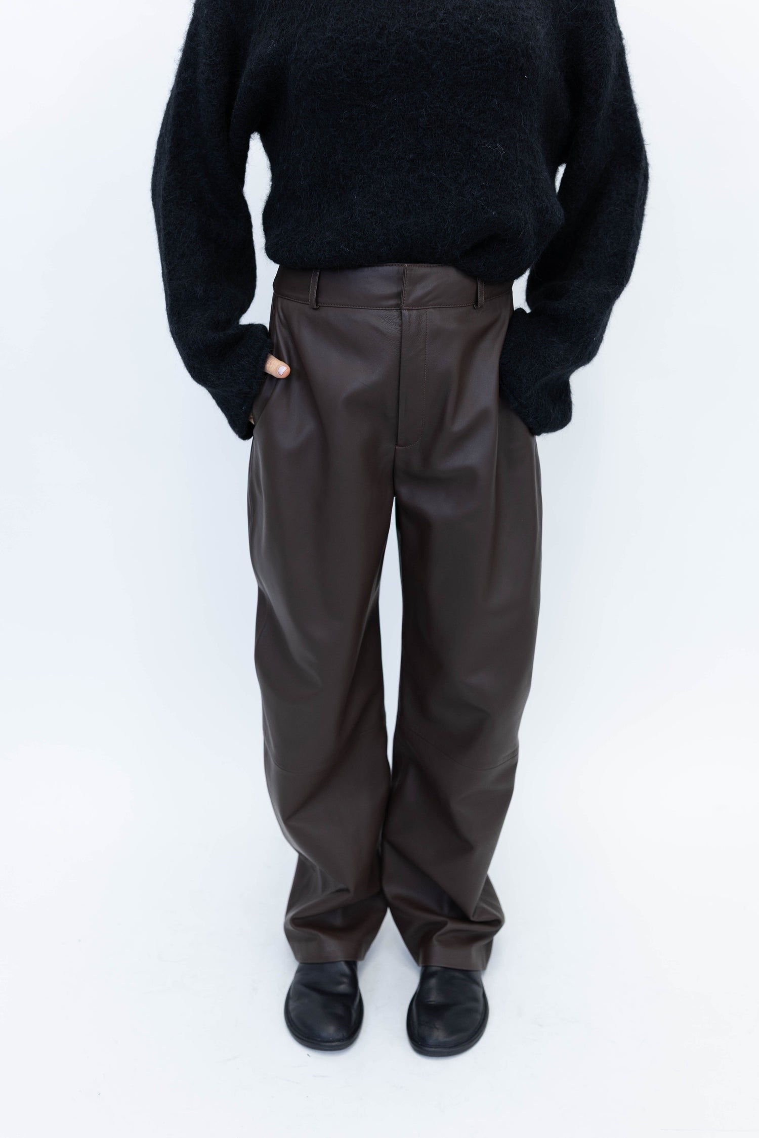 CHARLOTTE LAMB SMOOTH PANTS IN BROWN PANTS ARMA 