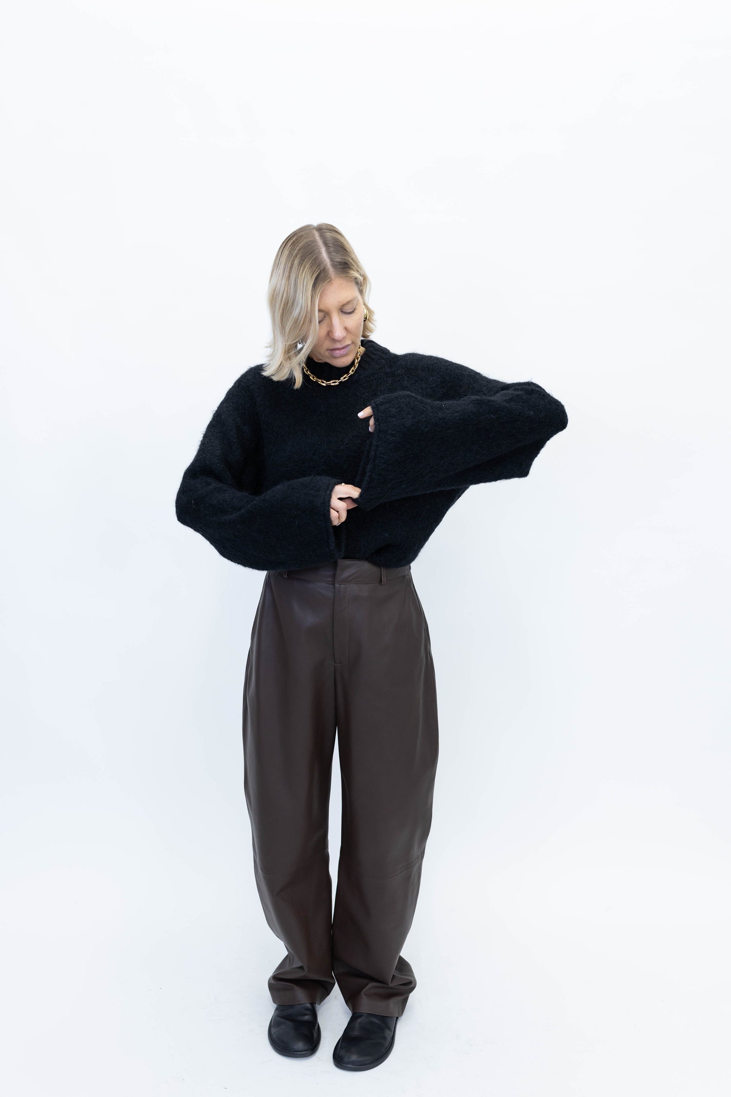 CHARLOTTE LAMB SMOOTH PANTS IN BROWN PANTS ARMA 