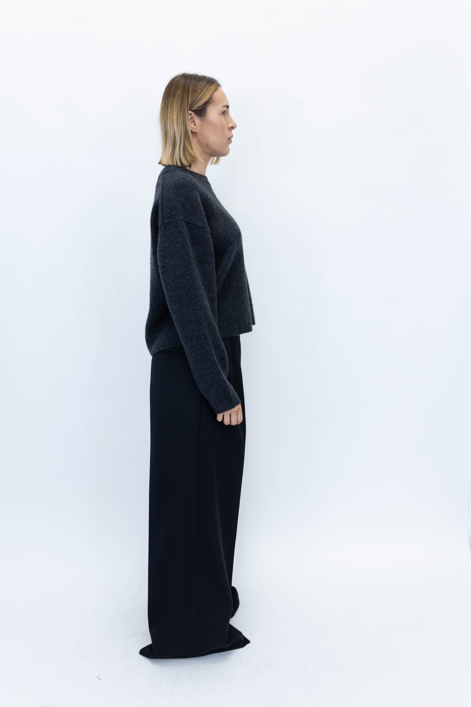 WONDER PURE CASHMERE BLOUSE IN DARK GREY KNIT HERSKIND 