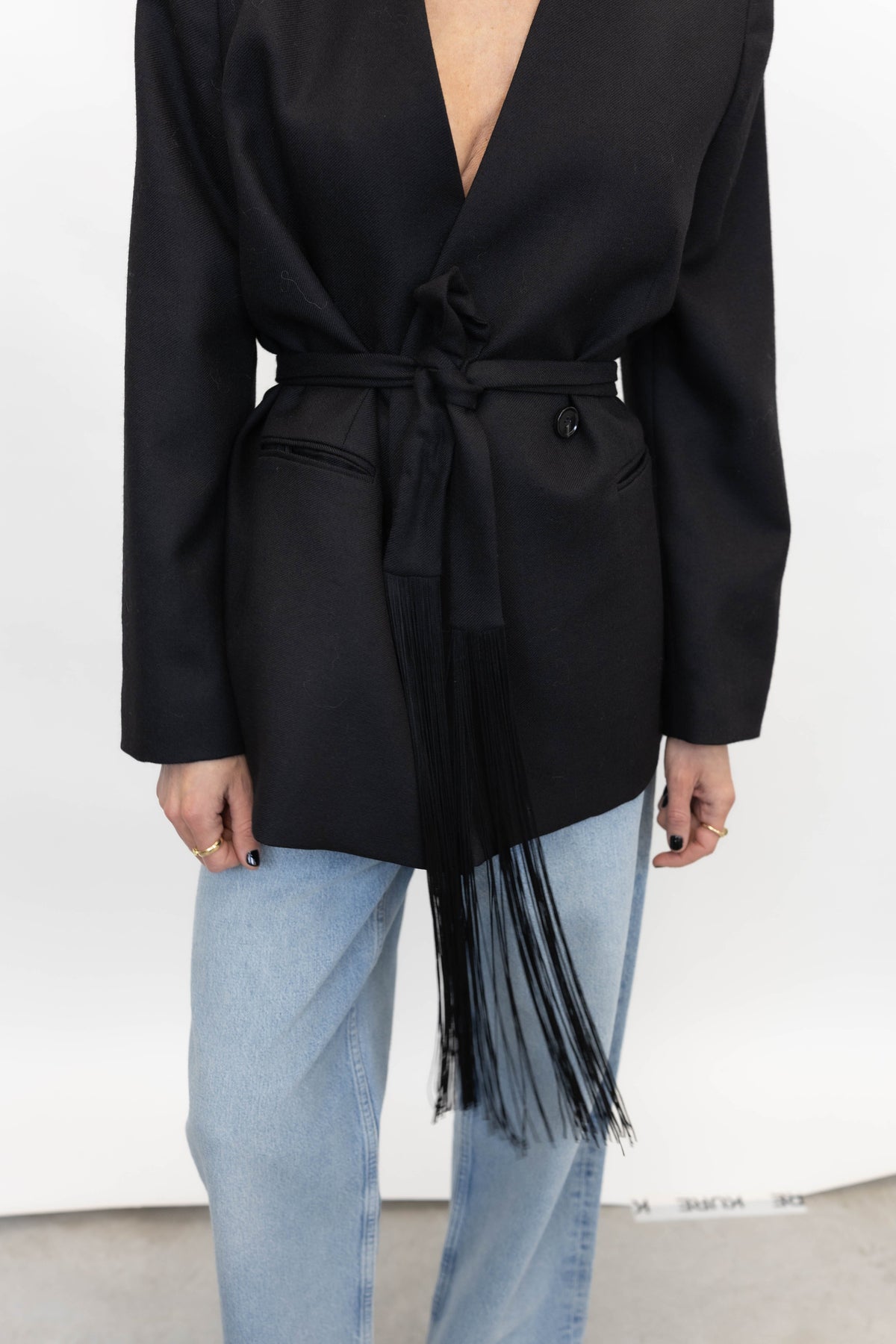 EMMA BLAZER WITH FRINGED SCARF BLAZER BY MALENE BIRGER 