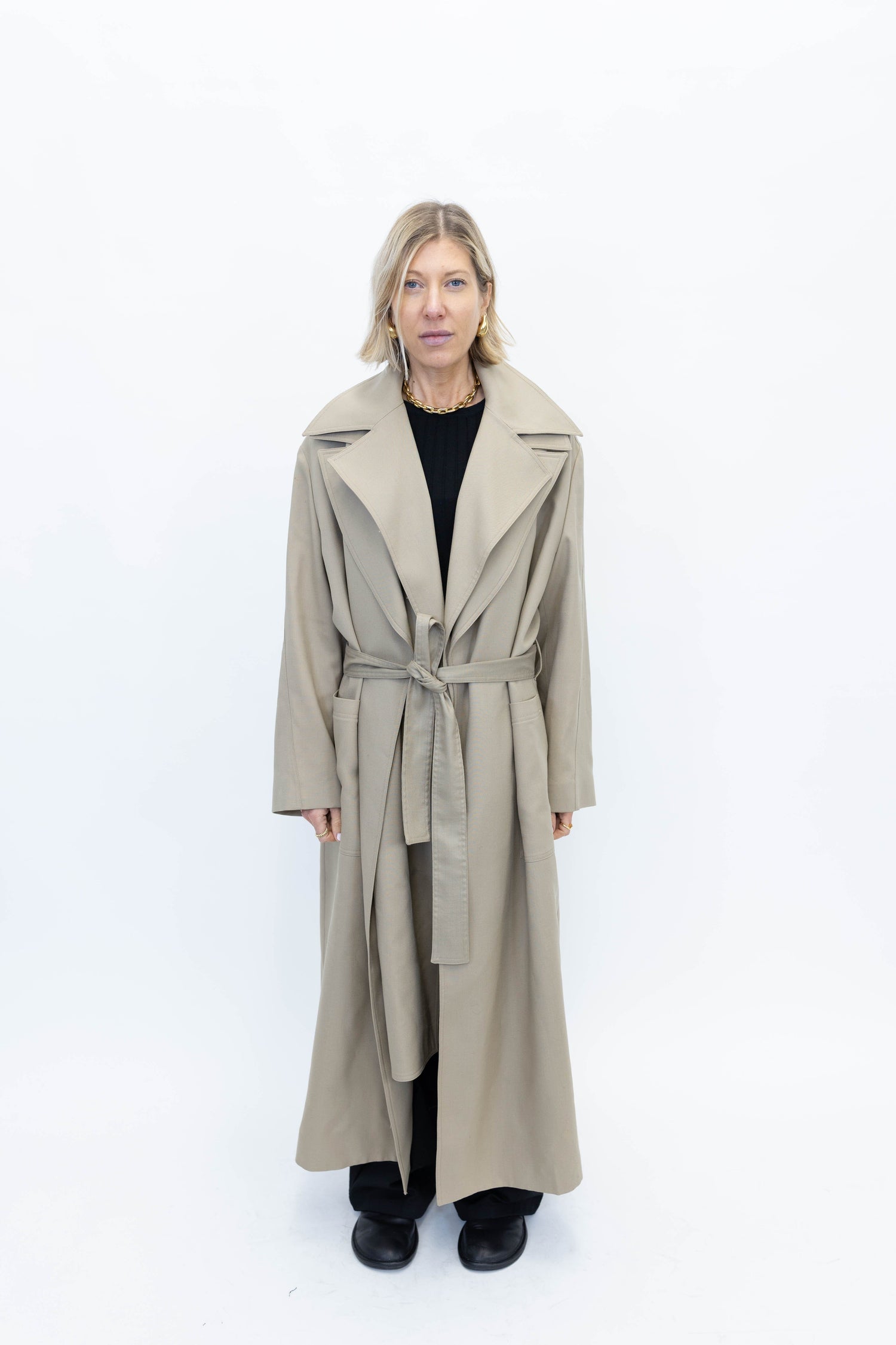 BELTED TRENCH COAT WITH DOUBLE COLLAR COAT ROHE 