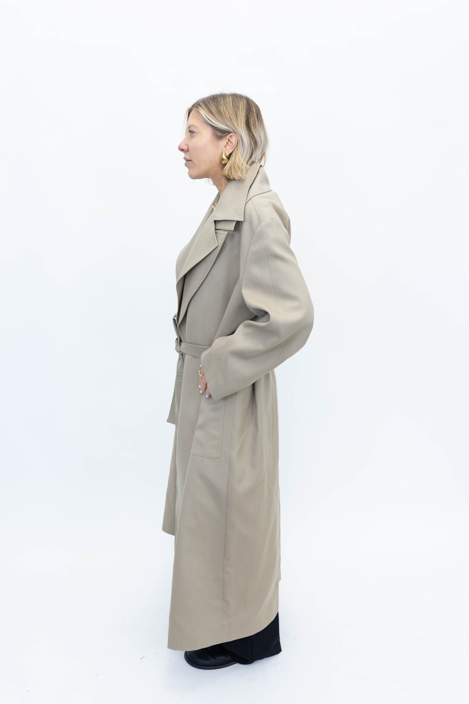 BELTED TRENCH COAT WITH DOUBLE COLLAR COAT ROHE 