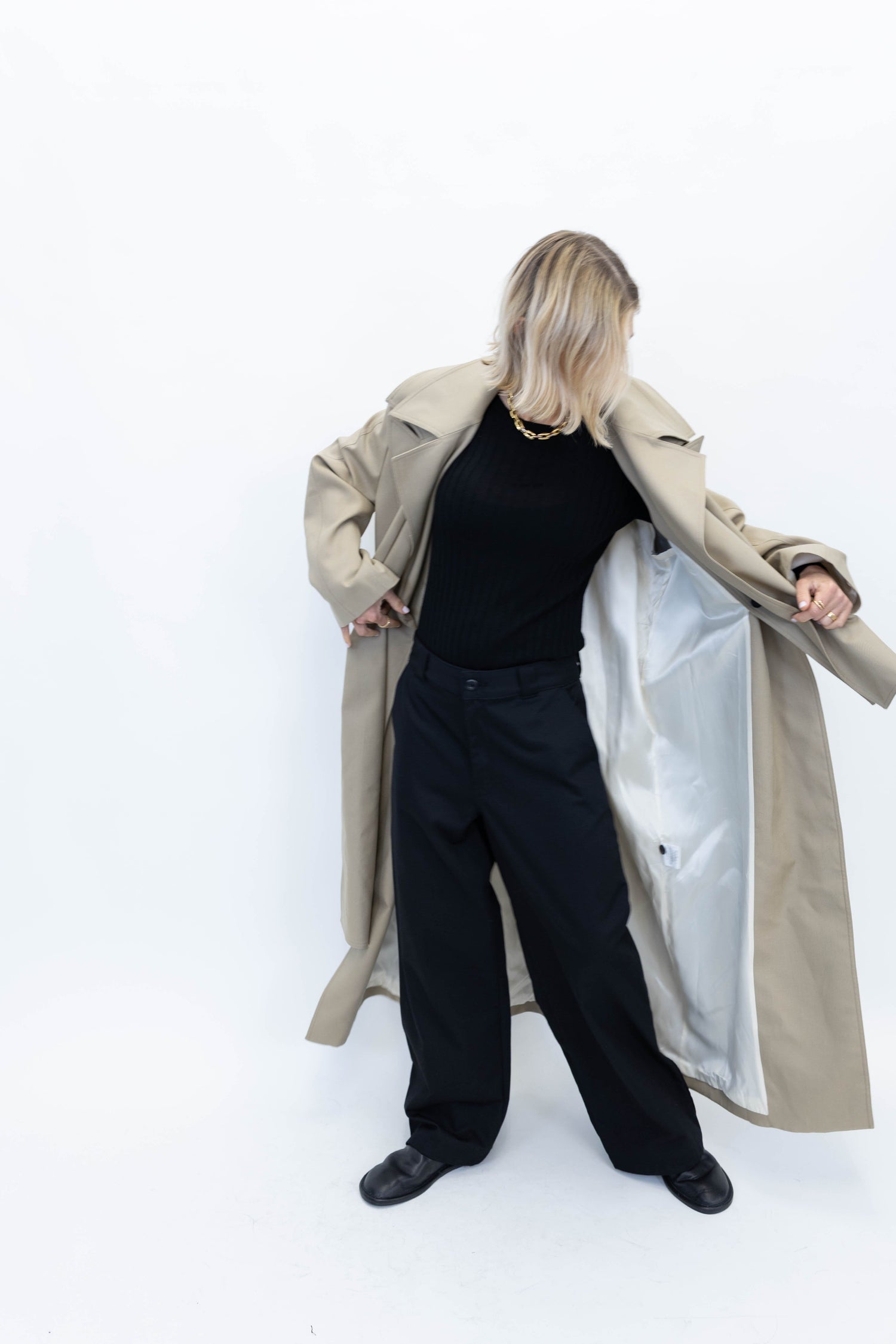 BELTED TRENCH COAT WITH DOUBLE COLLAR COAT ROHE 