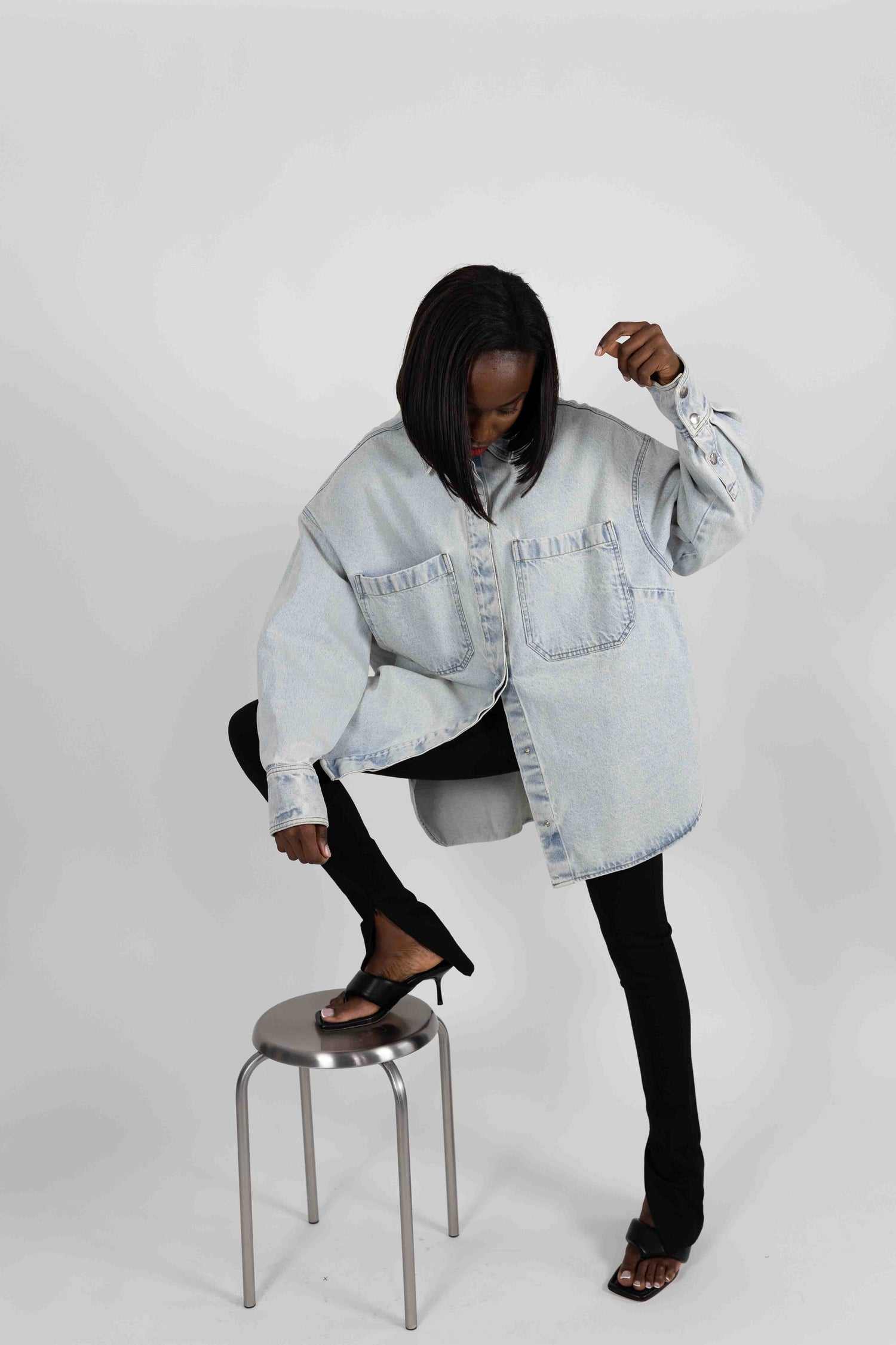 DACE OVERSIZED DENIM SHIRT SHIRT KURE 
