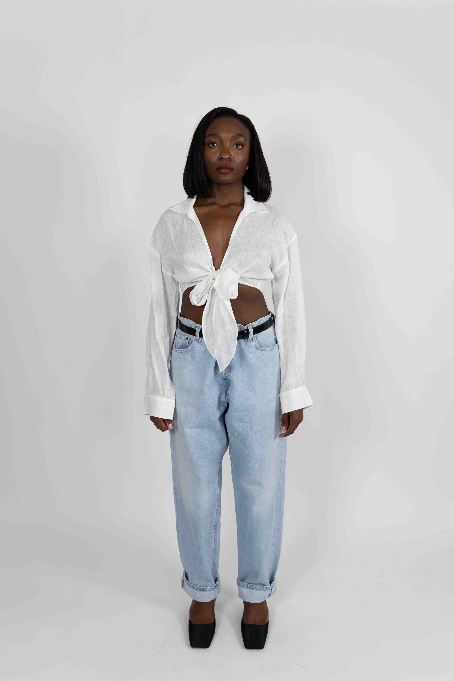 SOVO WRAP LINEN SHIRT SHIRT KURE 