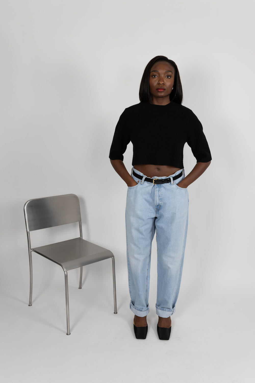 KAMILLE CROPPED HEAVY KNIT TEE KURE 