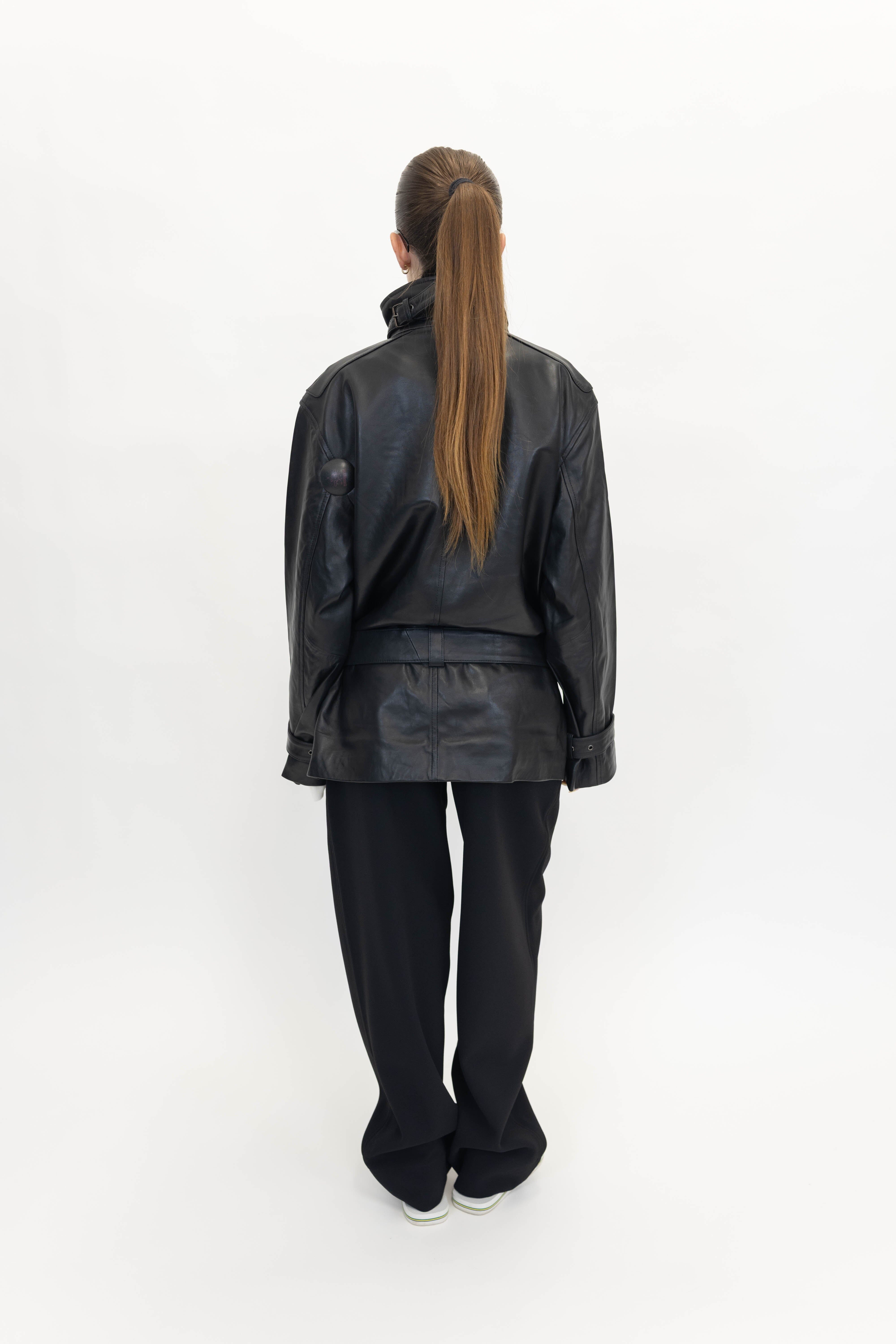 JELENA LEATHER JACKET IN BLACK JACKET OVAL SQUARE 