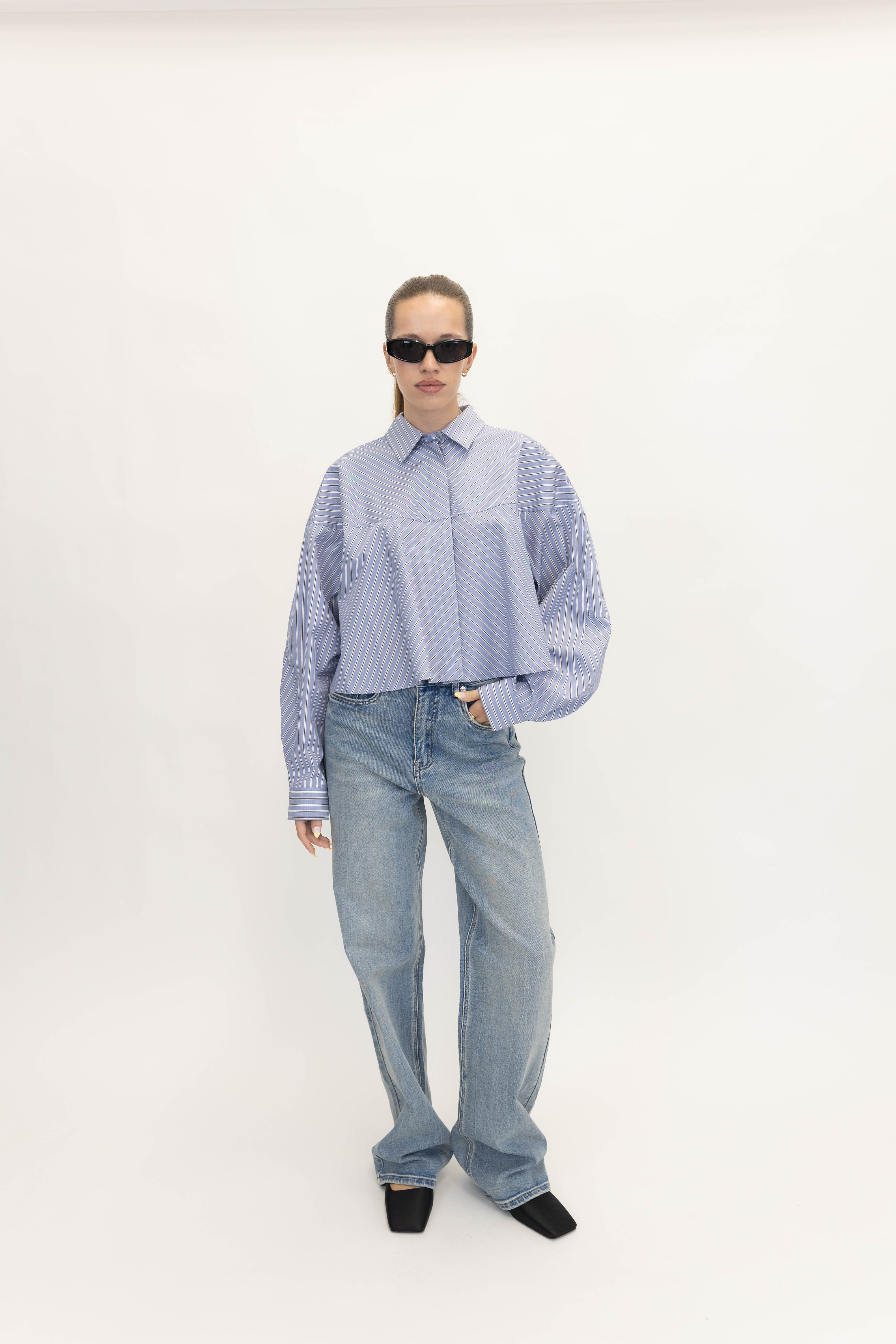MEYER STRIPE SHIRT IN BLUE/WHITE SHIRT AGOLDE 