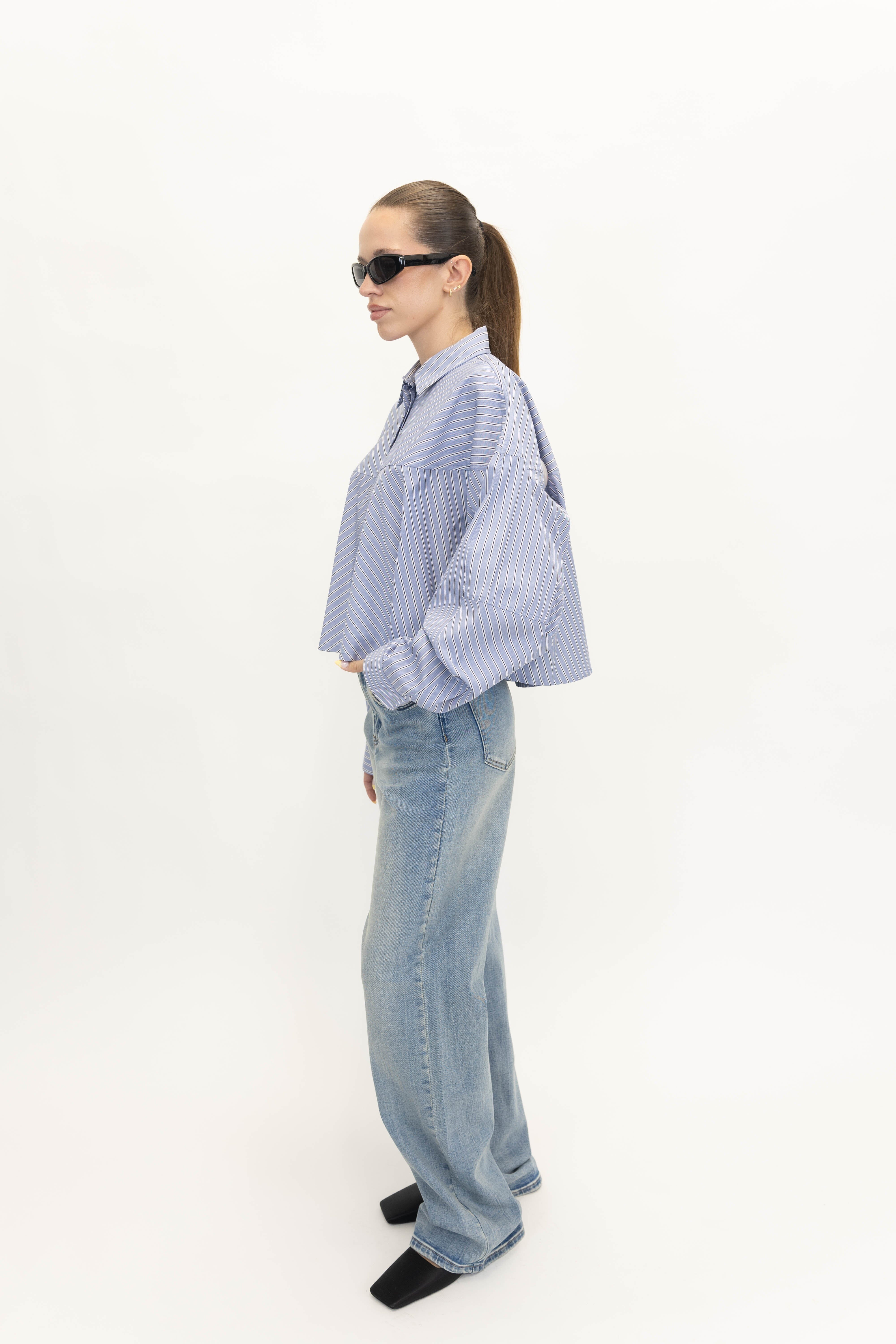 MEYER STRIPE SHIRT IN BLUE/WHITE SHIRT AGOLDE 